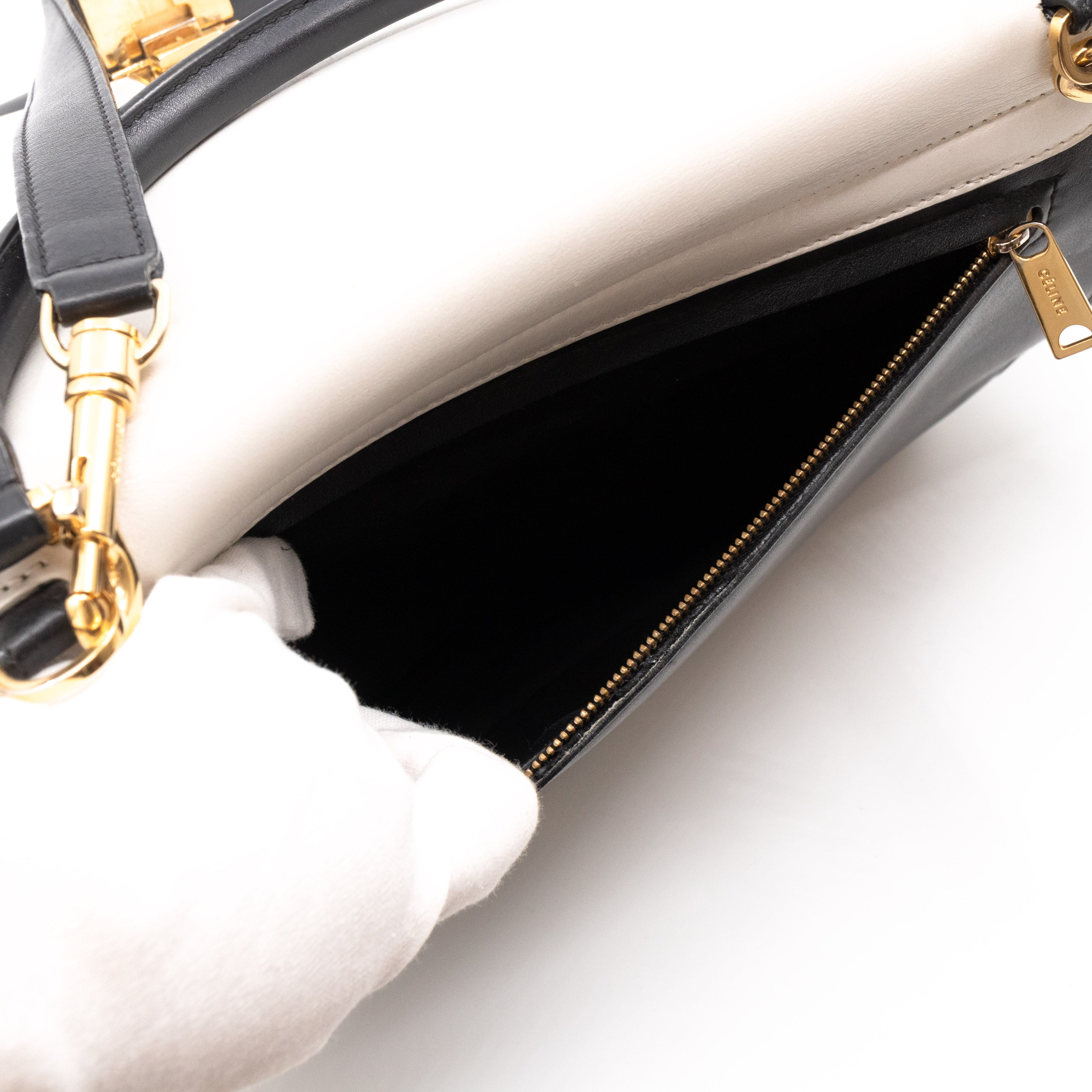 Medium Trapeze Black & White Leather