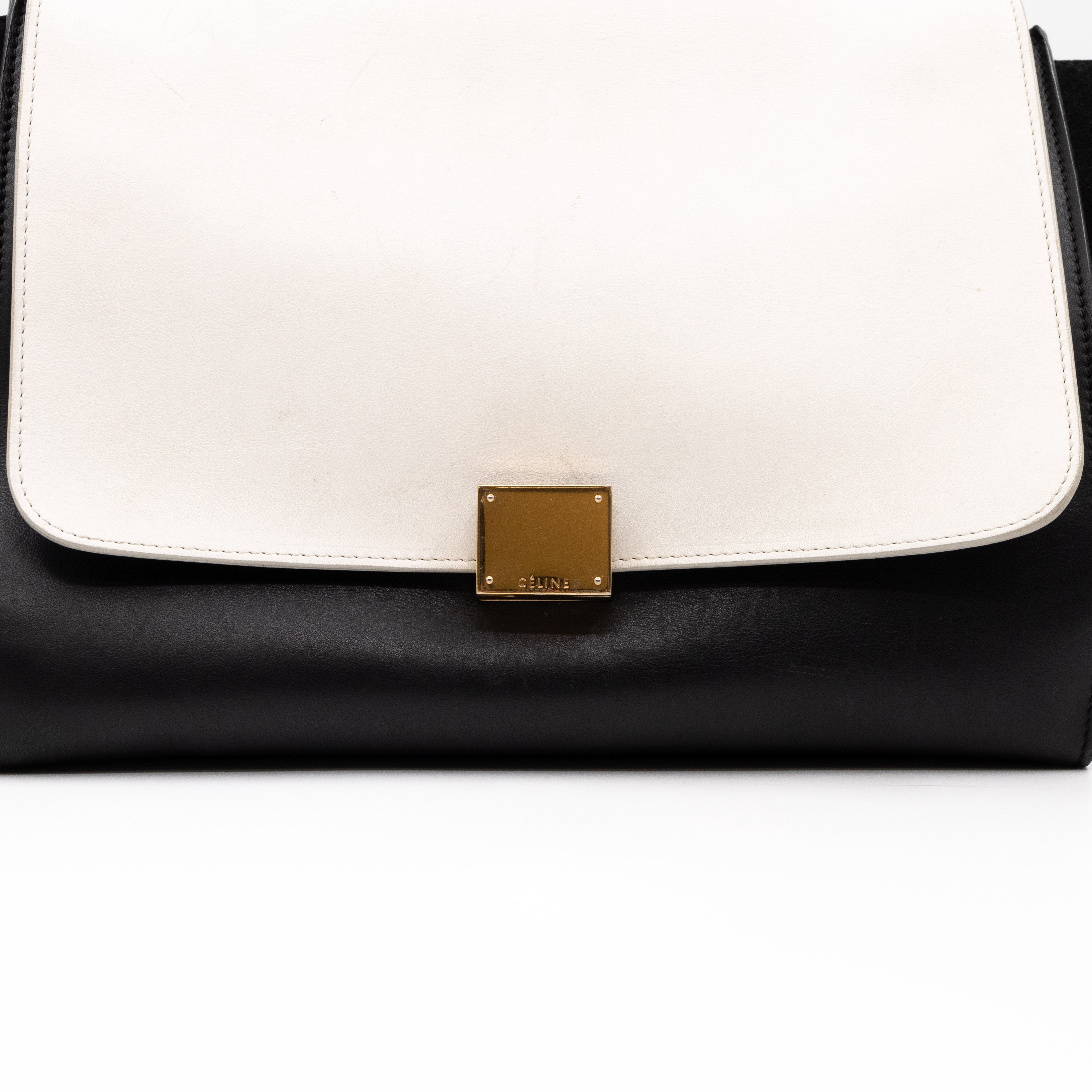 Medium Trapeze Black & White Leather