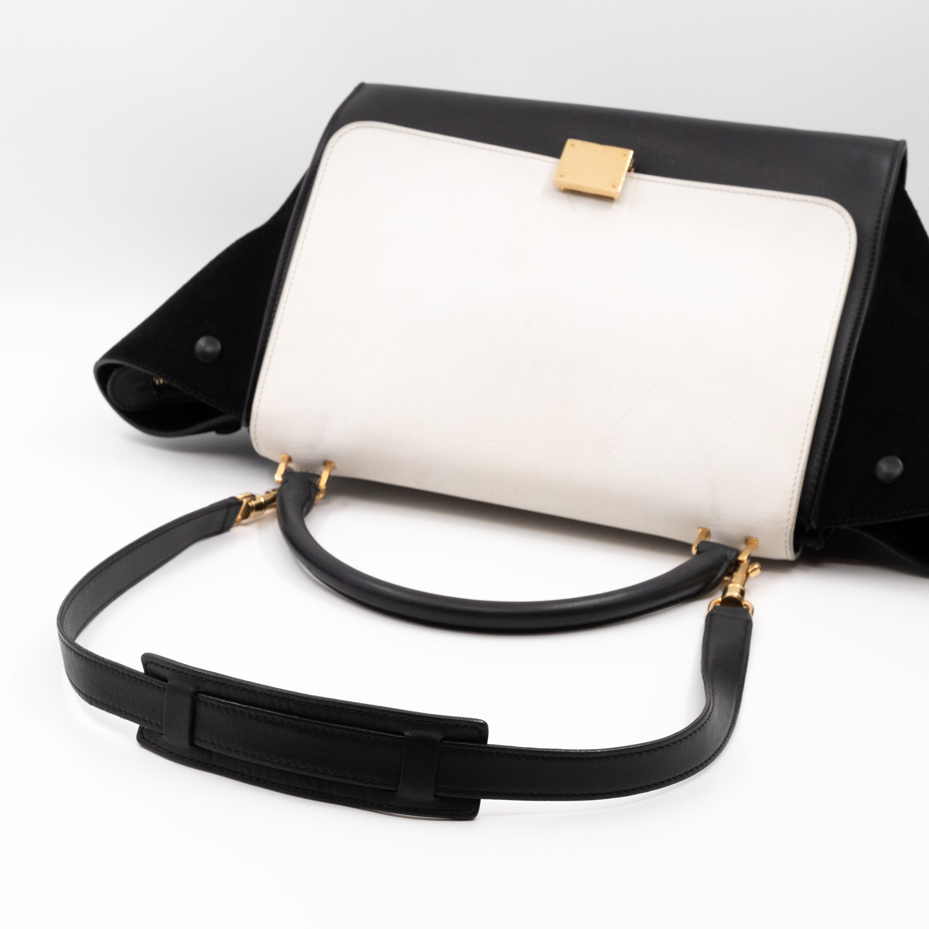 Medium Trapeze Black & White Leather