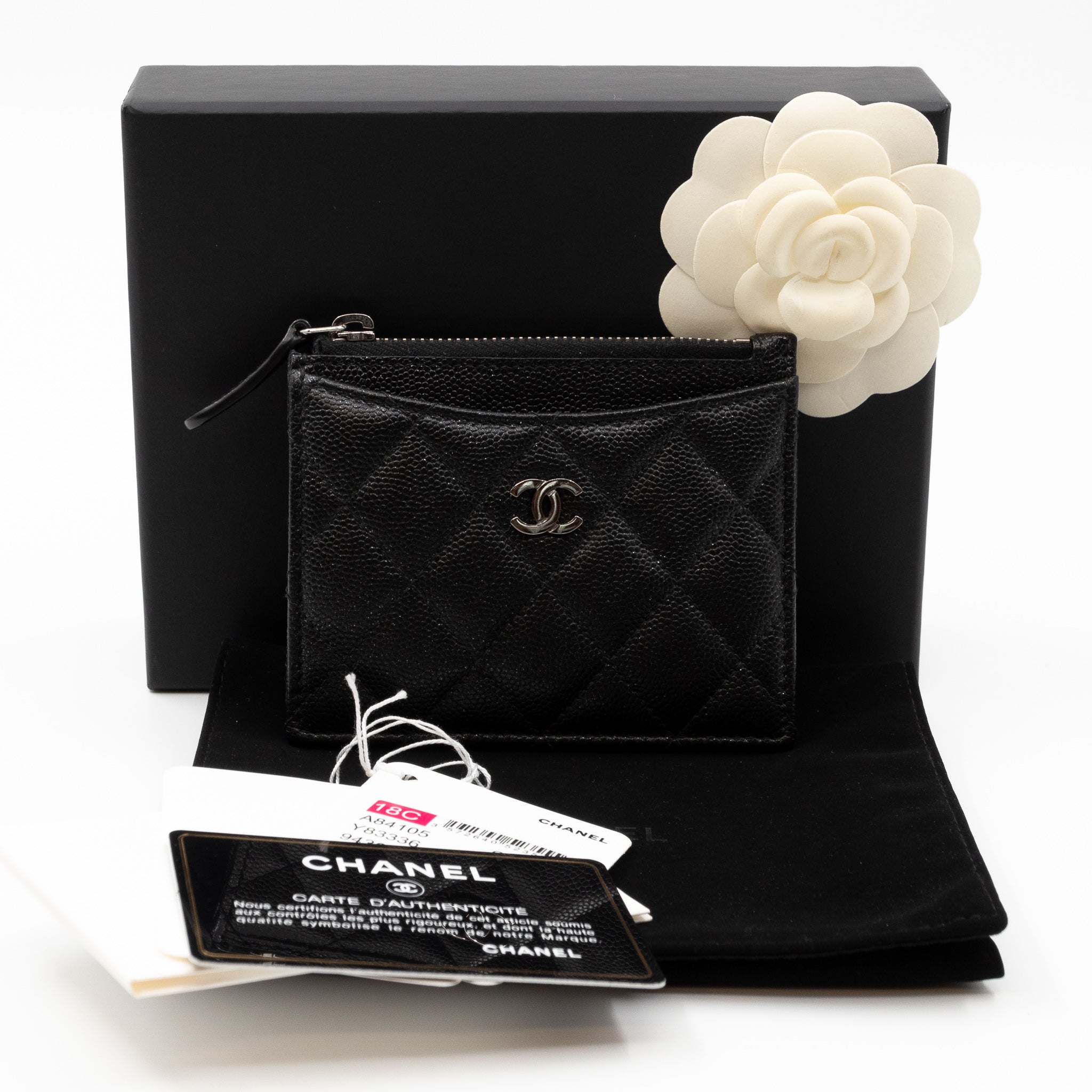 Zipped Card Holder Iridescent Black Caviar