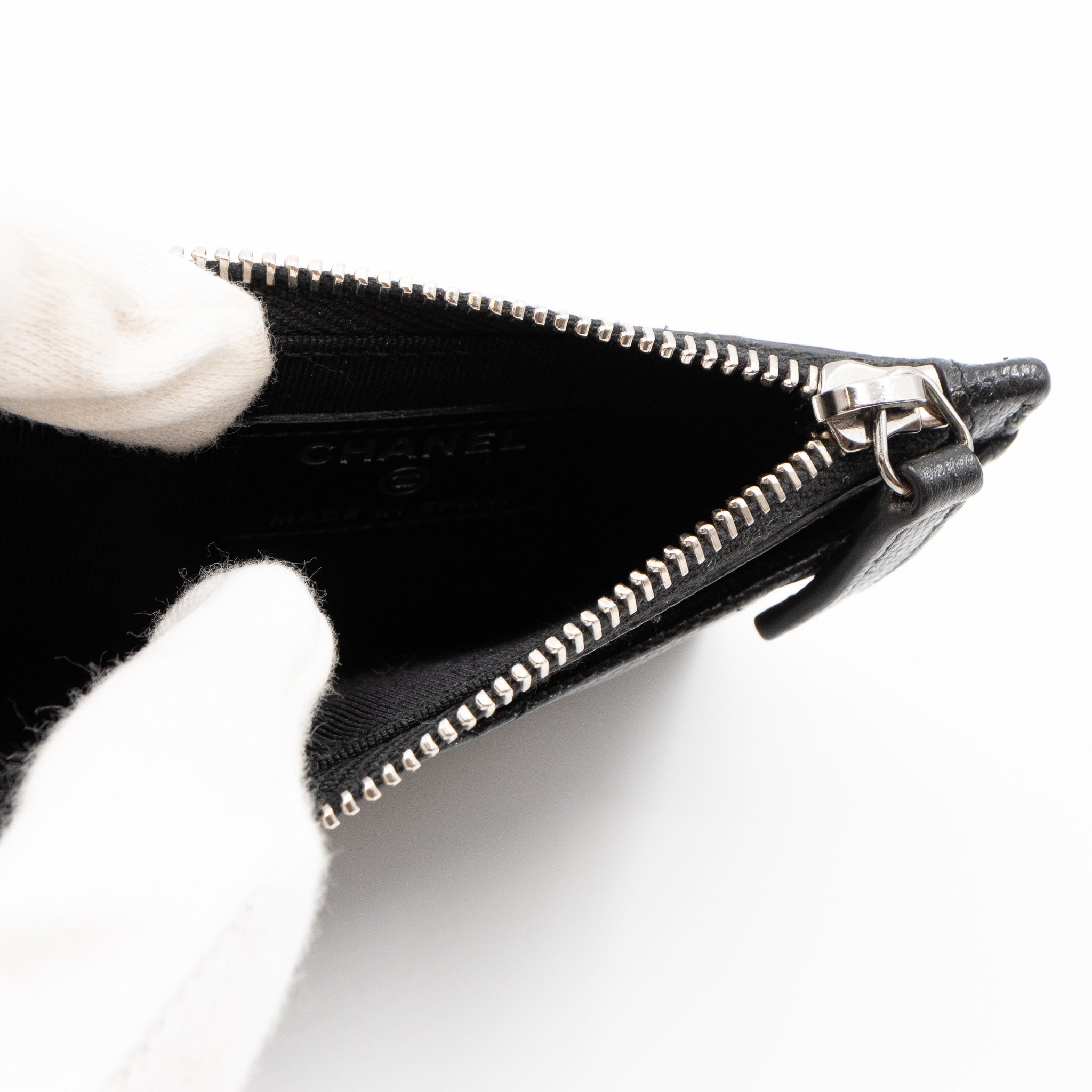 Zipped Card Holder Iridescent Black Caviar