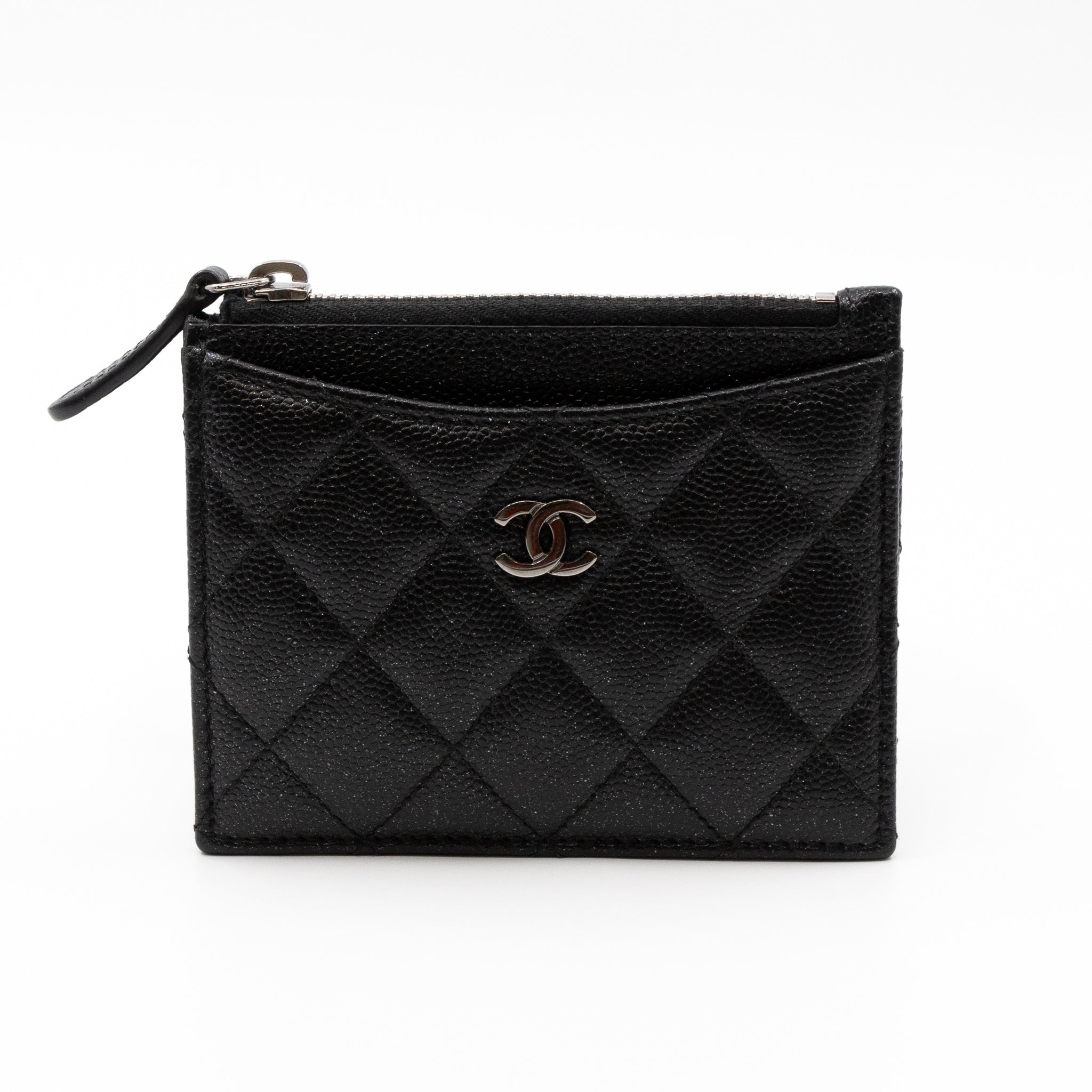 Zipped Card Holder Iridescent Black Caviar
