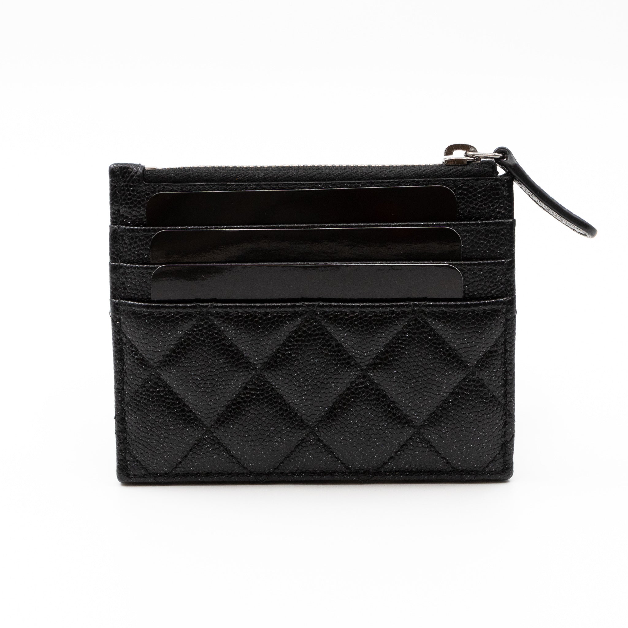 Zipped Card Holder Iridescent Black Caviar