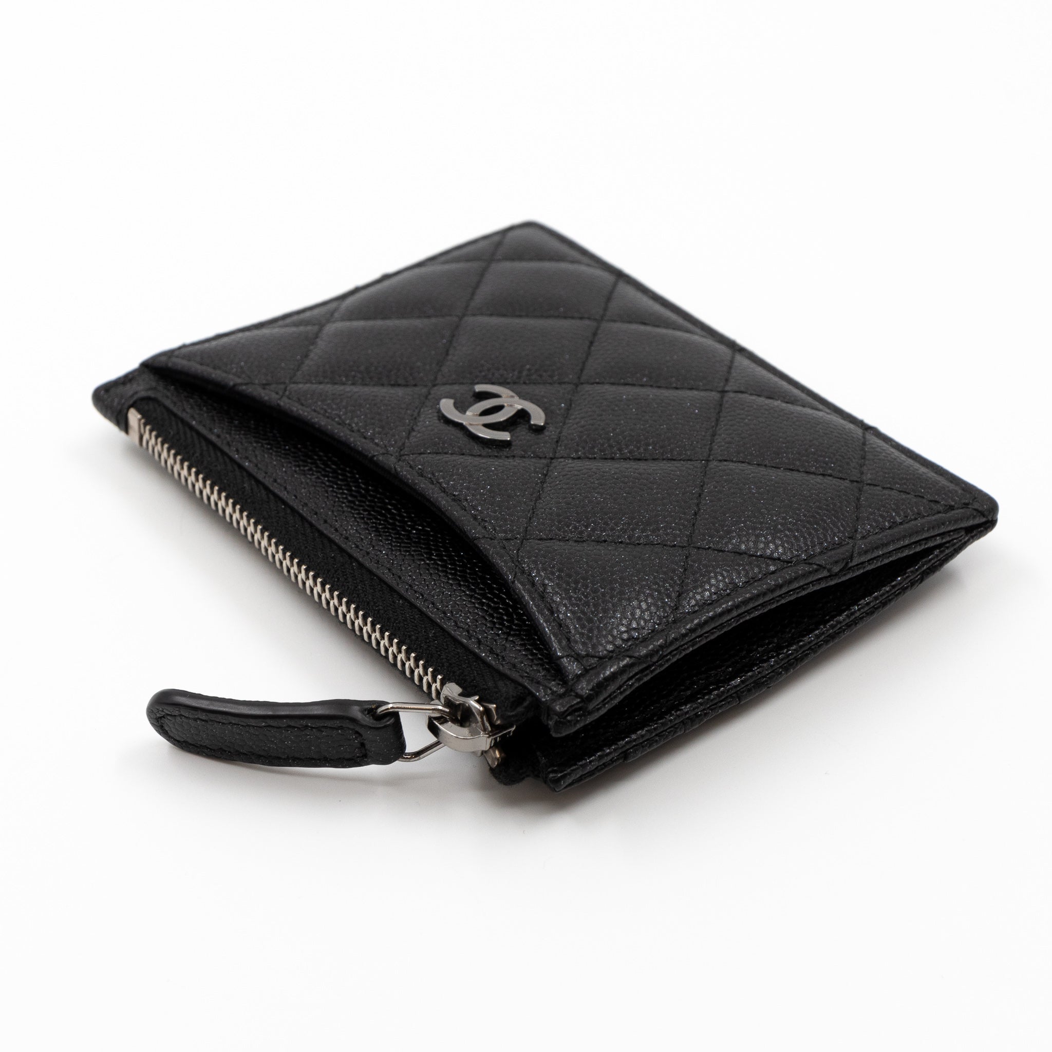 Zipped Card Holder Iridescent Black Caviar