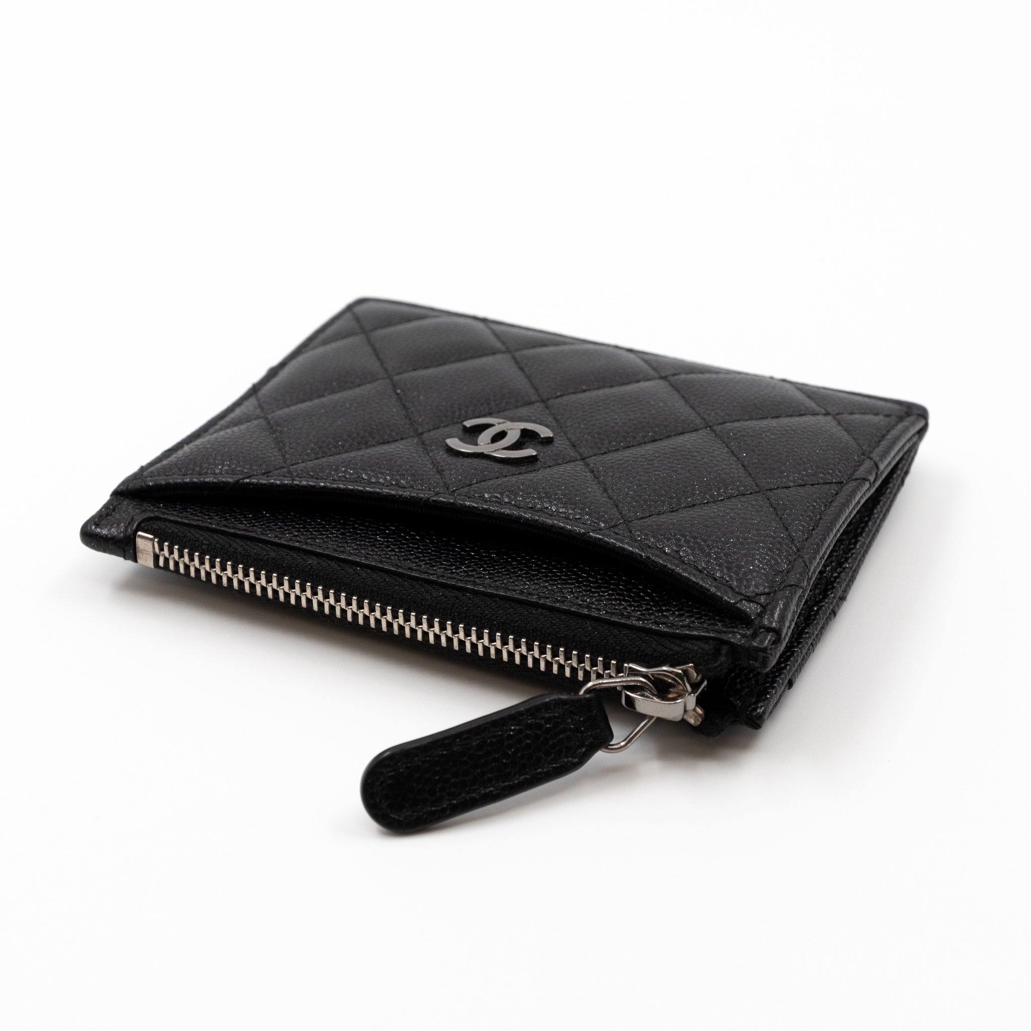 Zipped Card Holder Iridescent Black Caviar