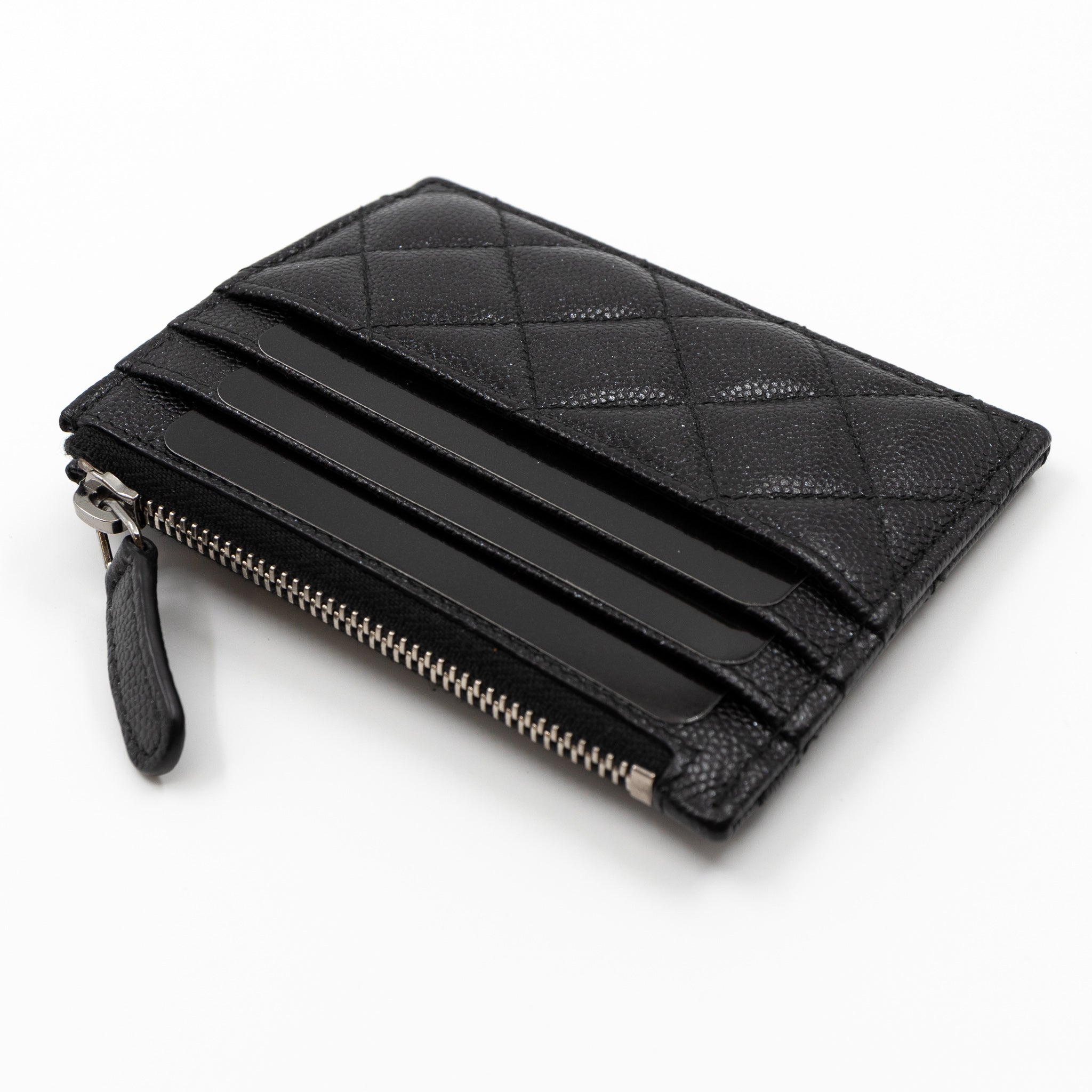 Zipped Card Holder Iridescent Black Caviar