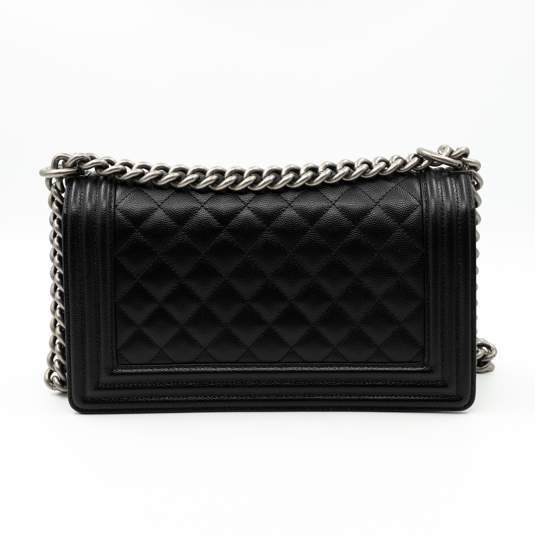 Boy Bag Old Medium Black Caviar Ruthenium