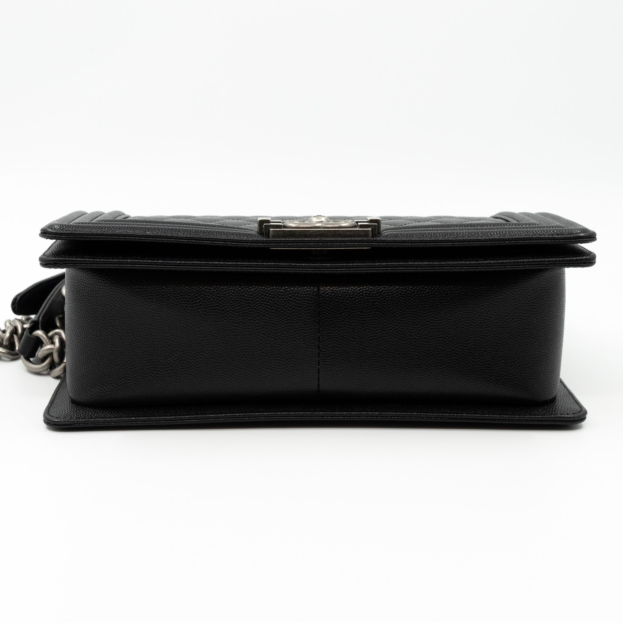 Boy Bag Old Medium Black Caviar Ruthenium