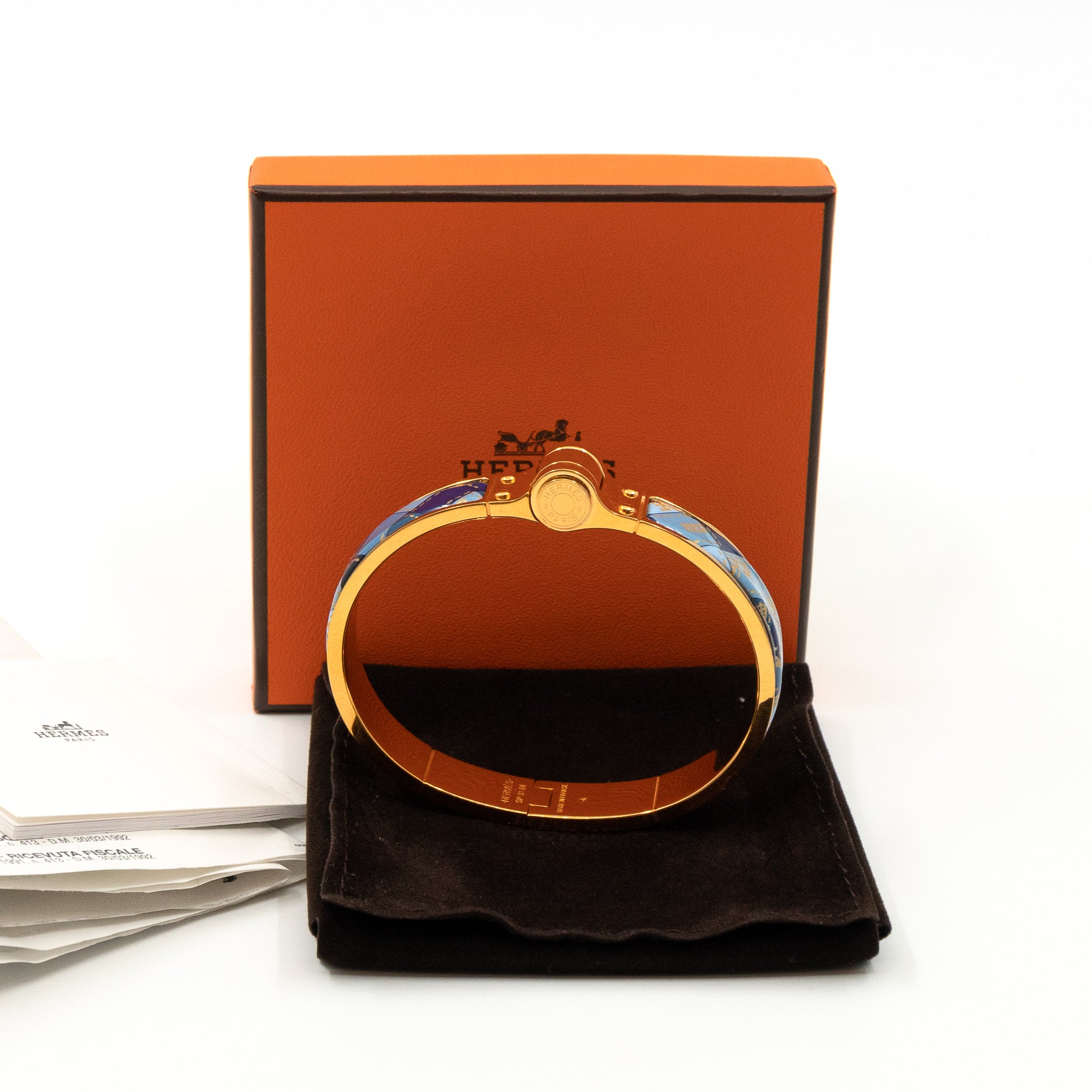 Enamel Hinged Bracelet Blue Fumoir Gold