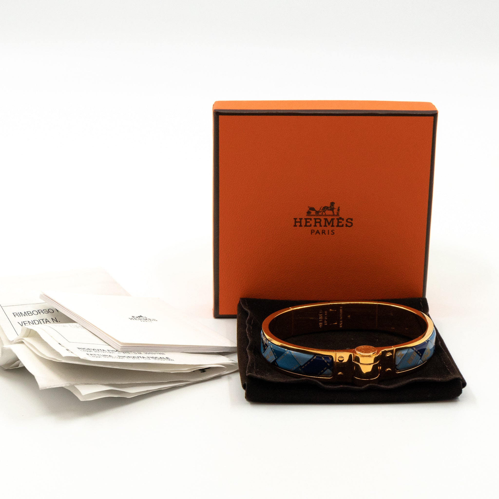 Enamel Hinged Bracelet Blue Fumoir Gold