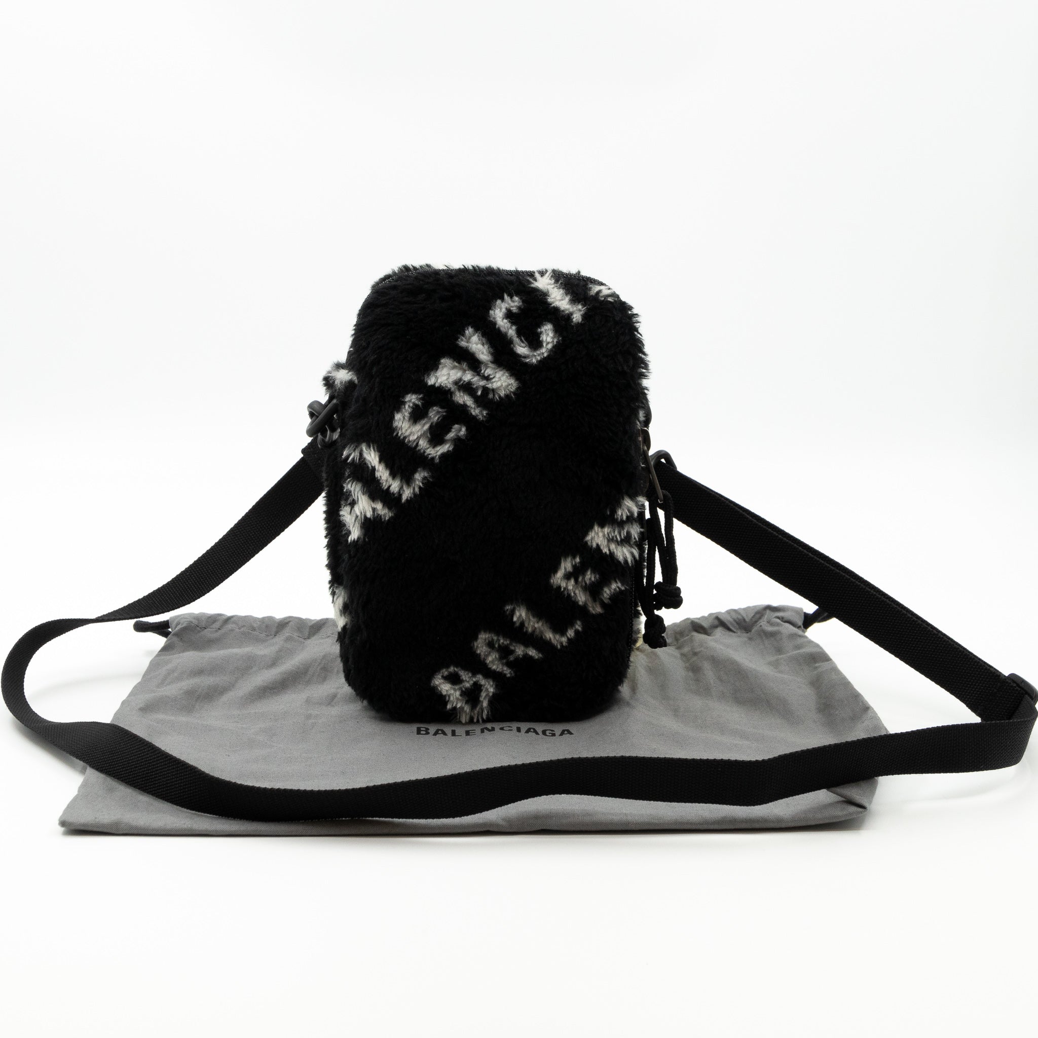 Explorer Crossbody Pouch Black Faux Fur