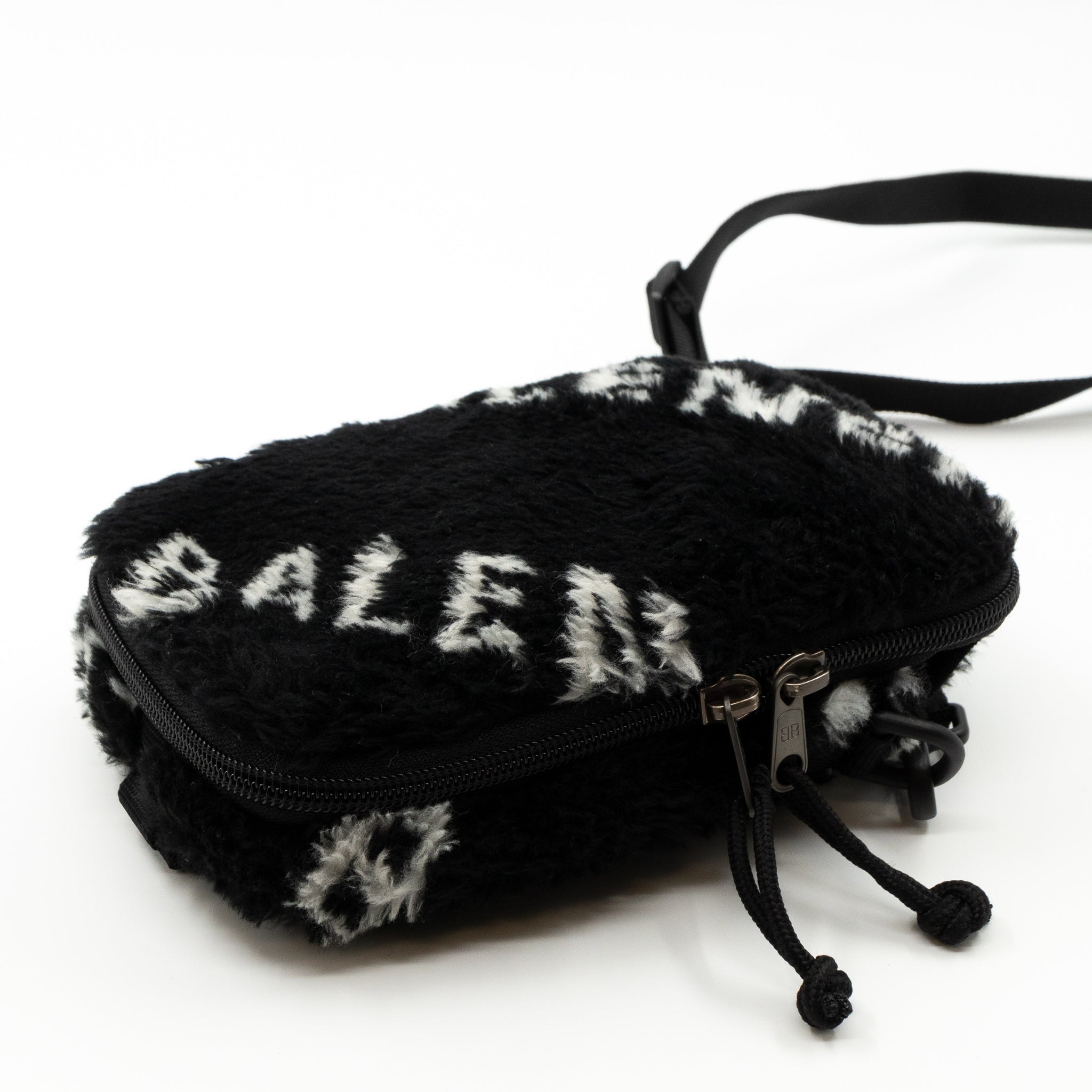 Explorer Crossbody Pouch Black Faux Fur