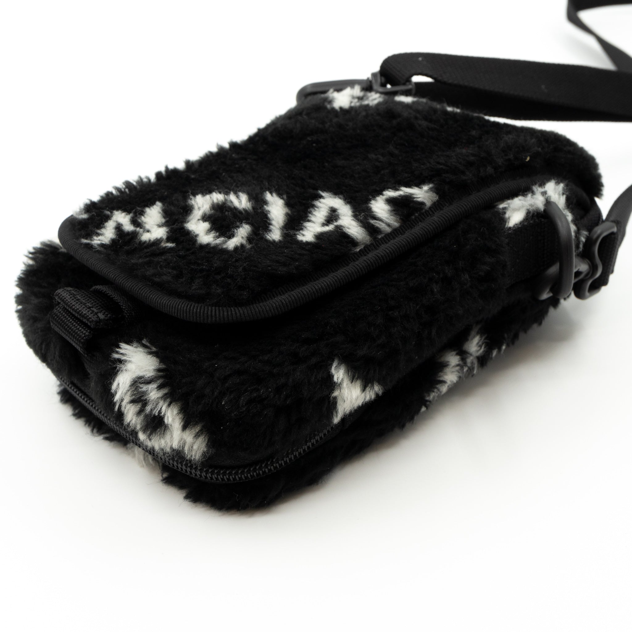 Explorer Crossbody Pouch Black Faux Fur