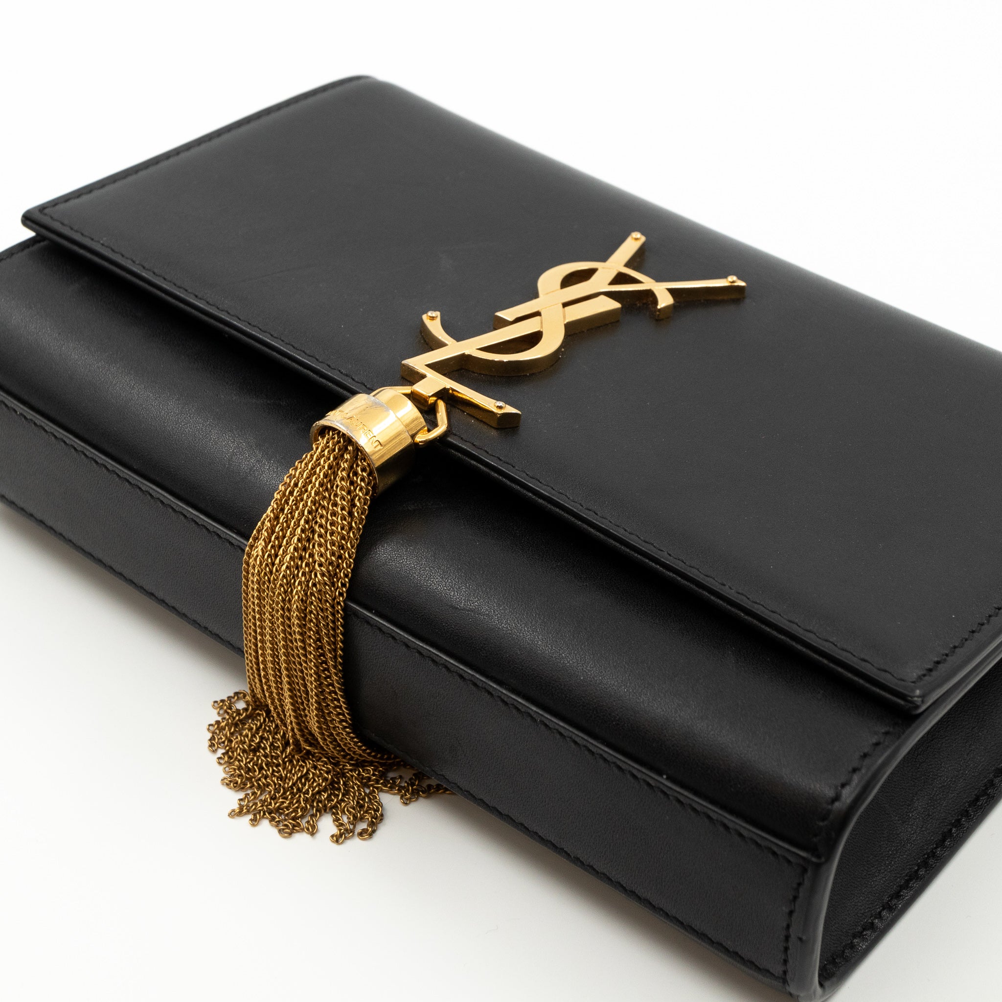 Small Kate Tassel Chain Bag Black Leather