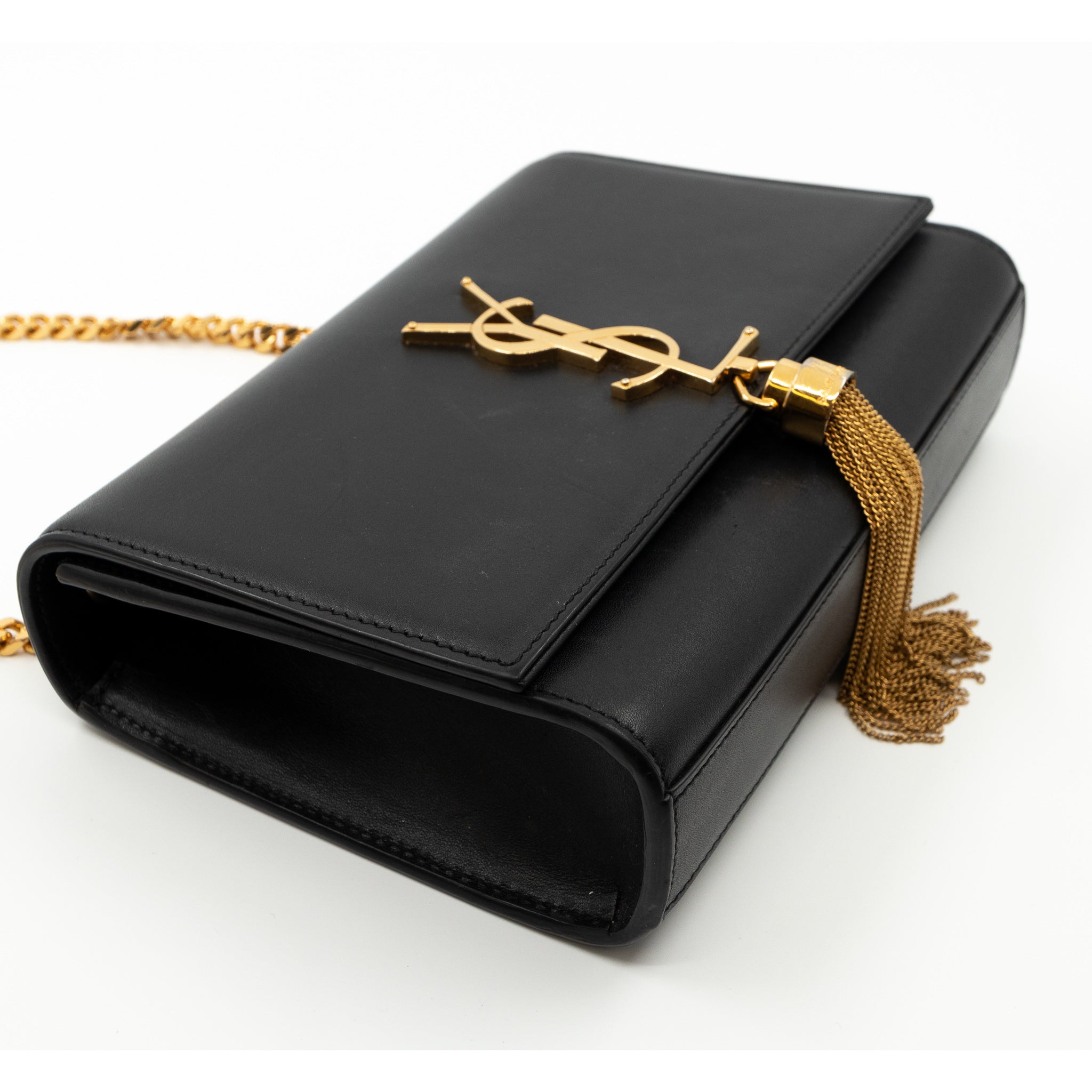 Small Kate Tassel Chain Bag Black Leather
