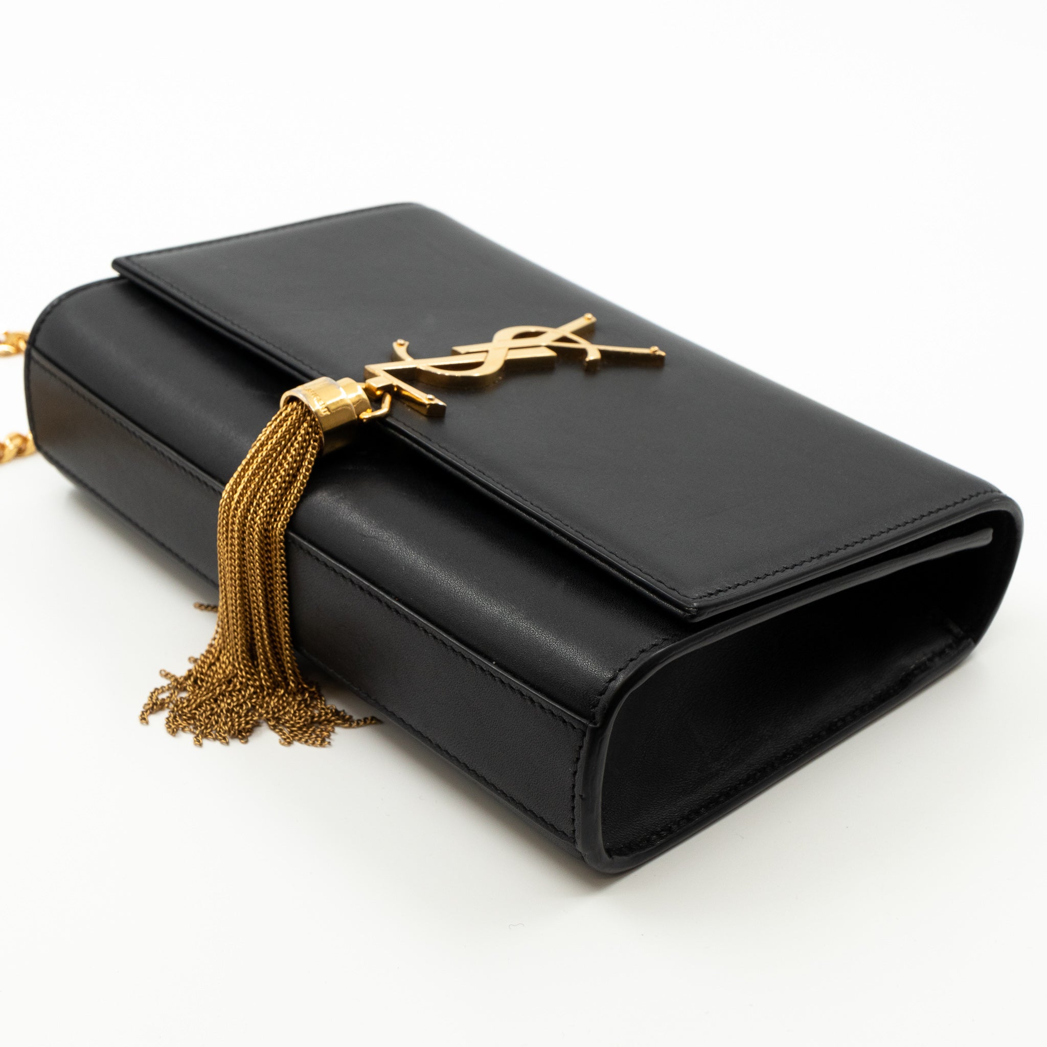 Small Kate Tassel Chain Bag Black Leather