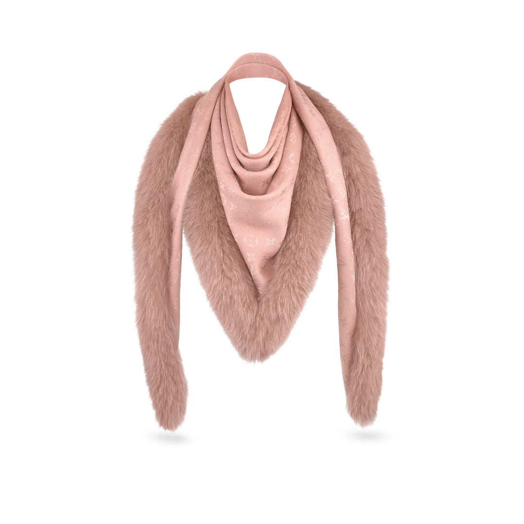 Monogram V Fur Shawl Nude