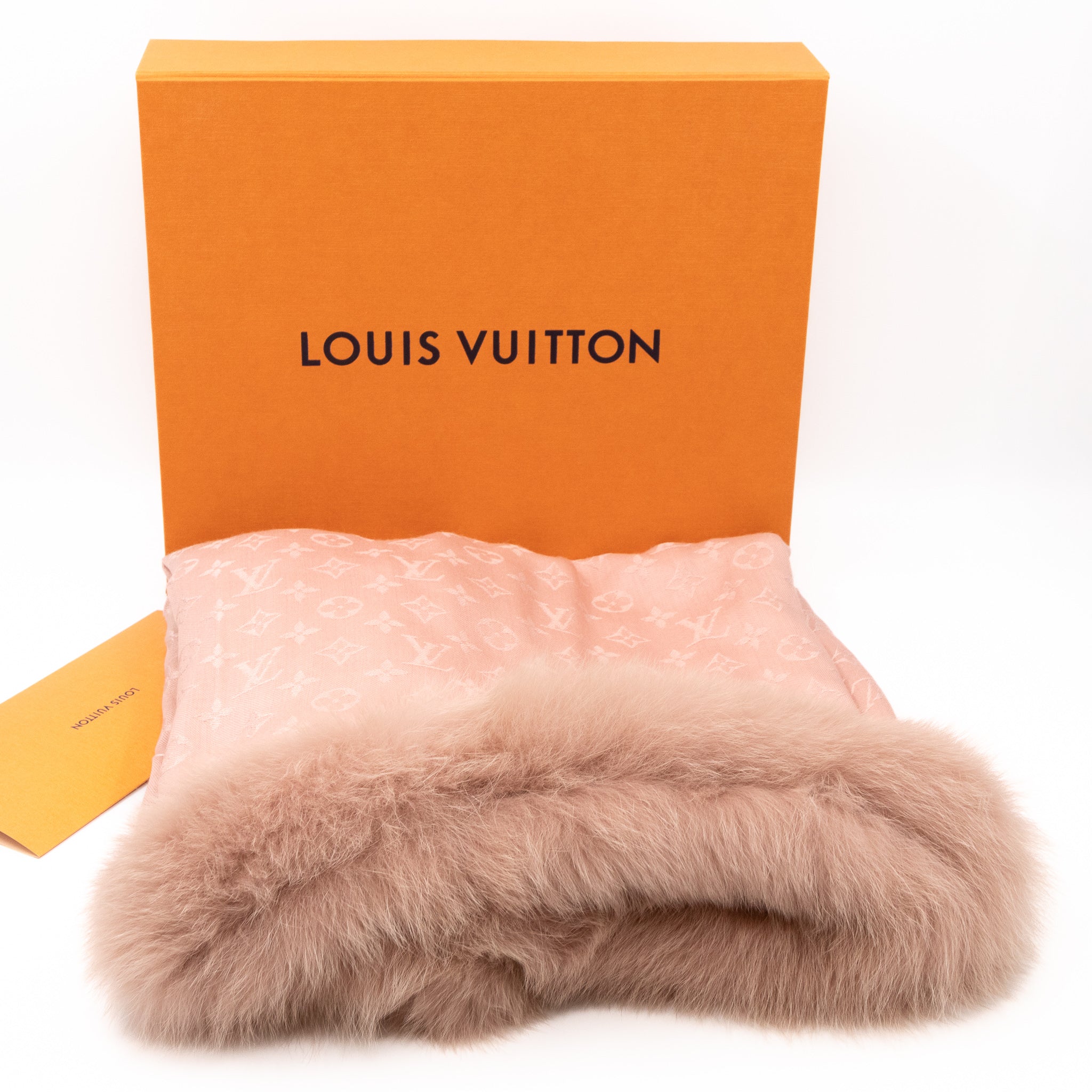 Monogram V Fur Shawl Nude