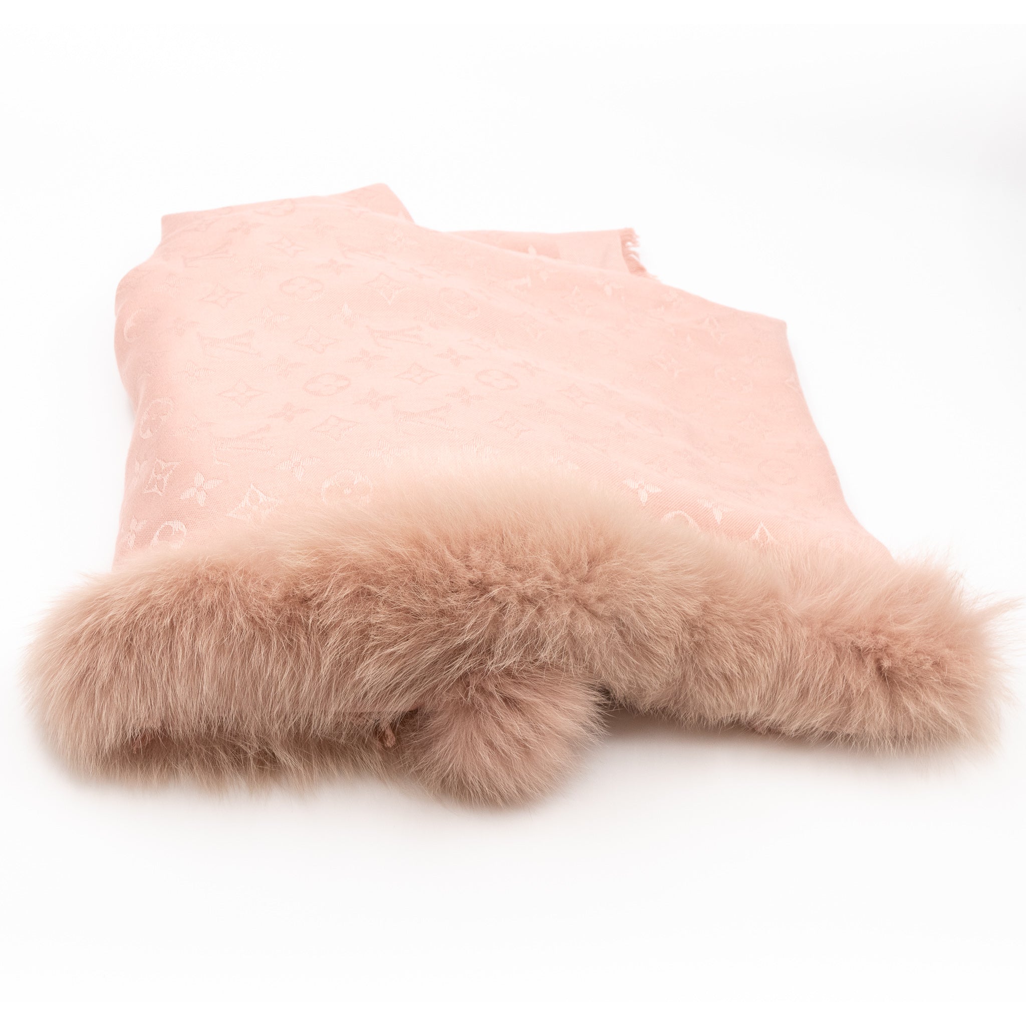 Monogram V Fur Shawl Nude