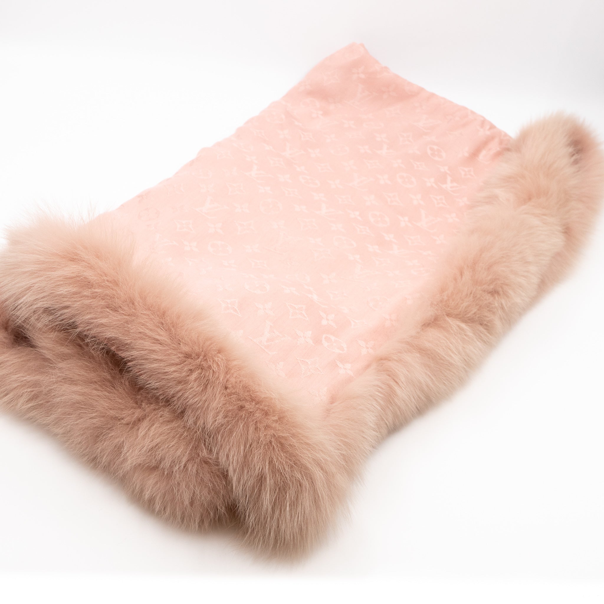 Monogram V Fur Shawl Nude