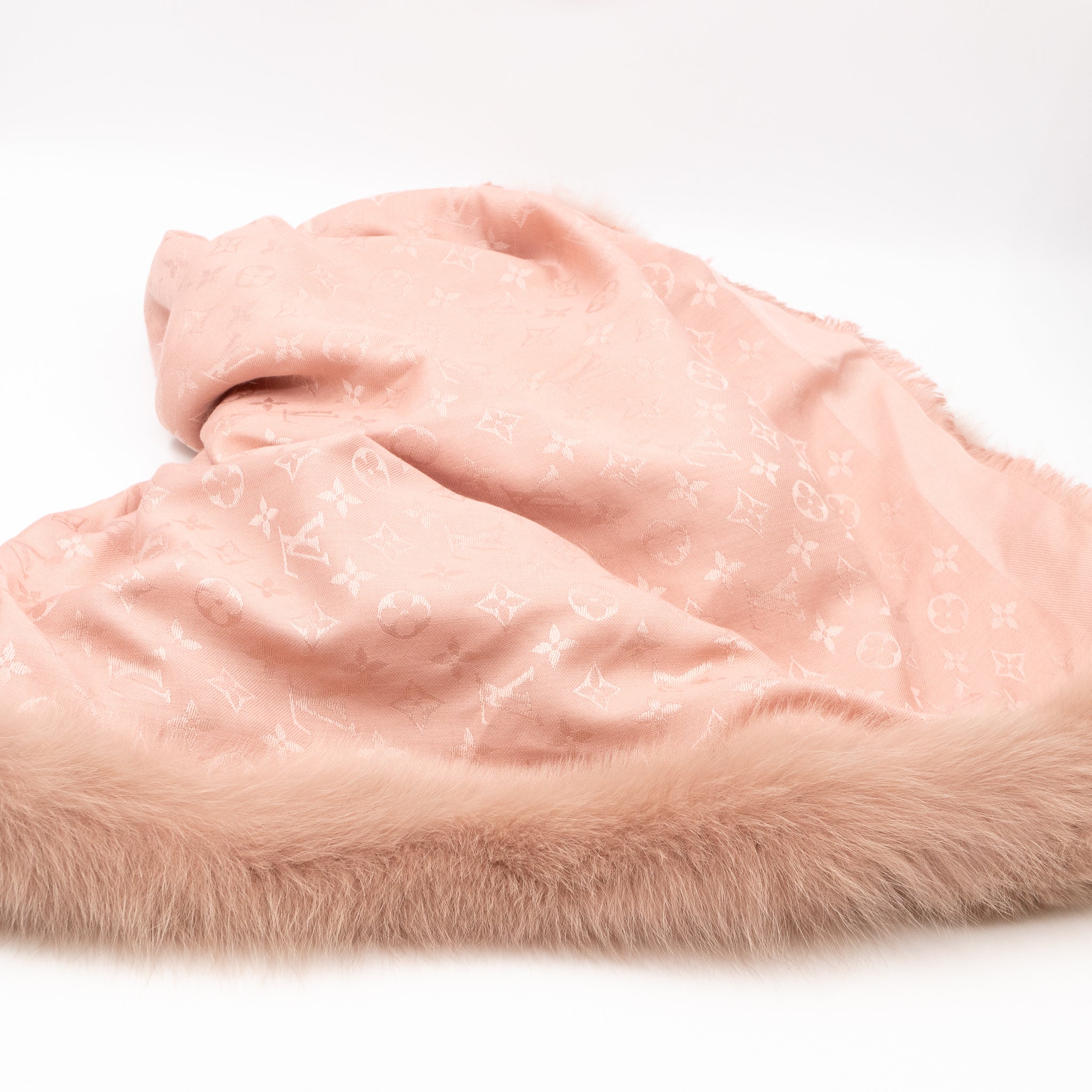 Monogram V Fur Shawl Nude