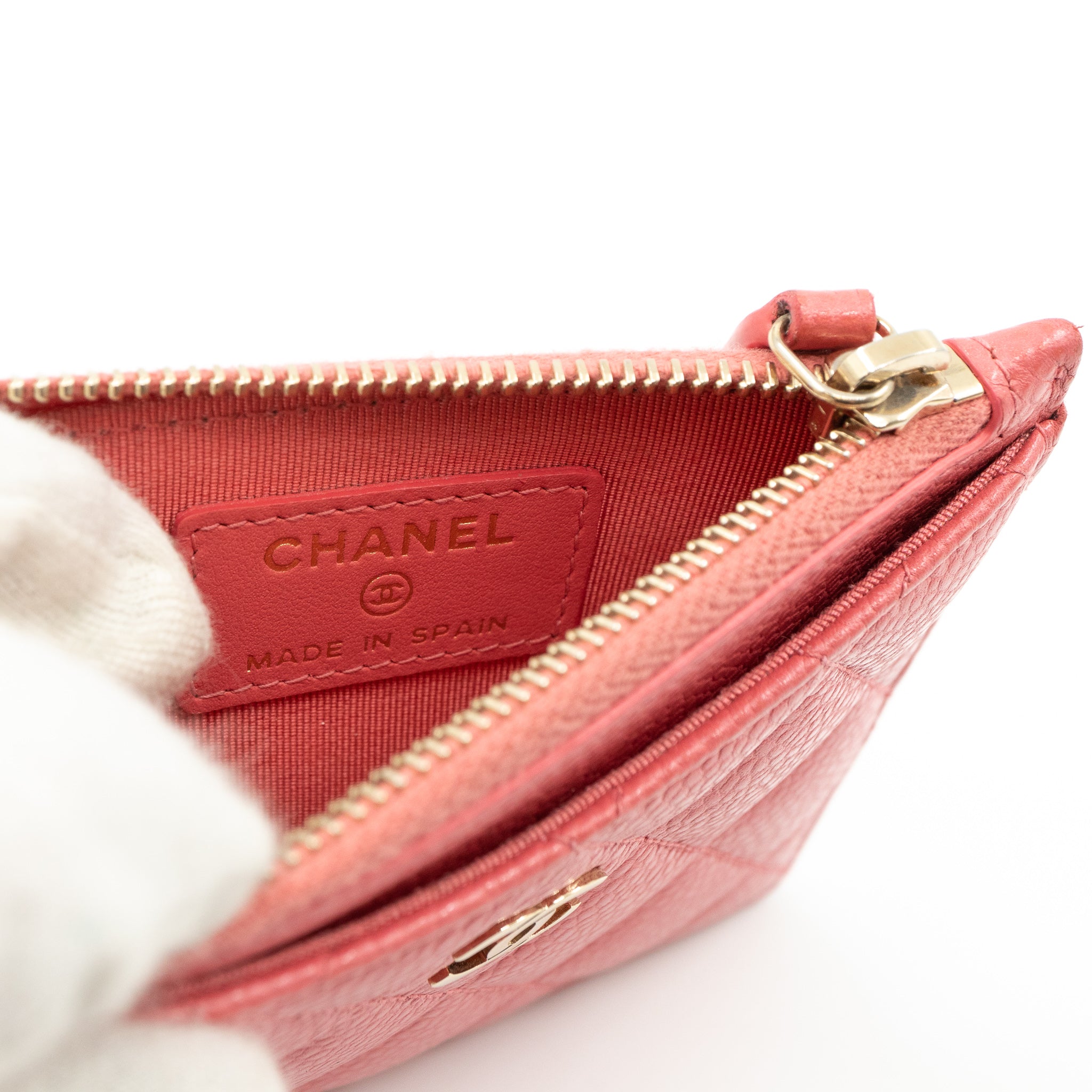 Zipped Card Holder Pink Caviar