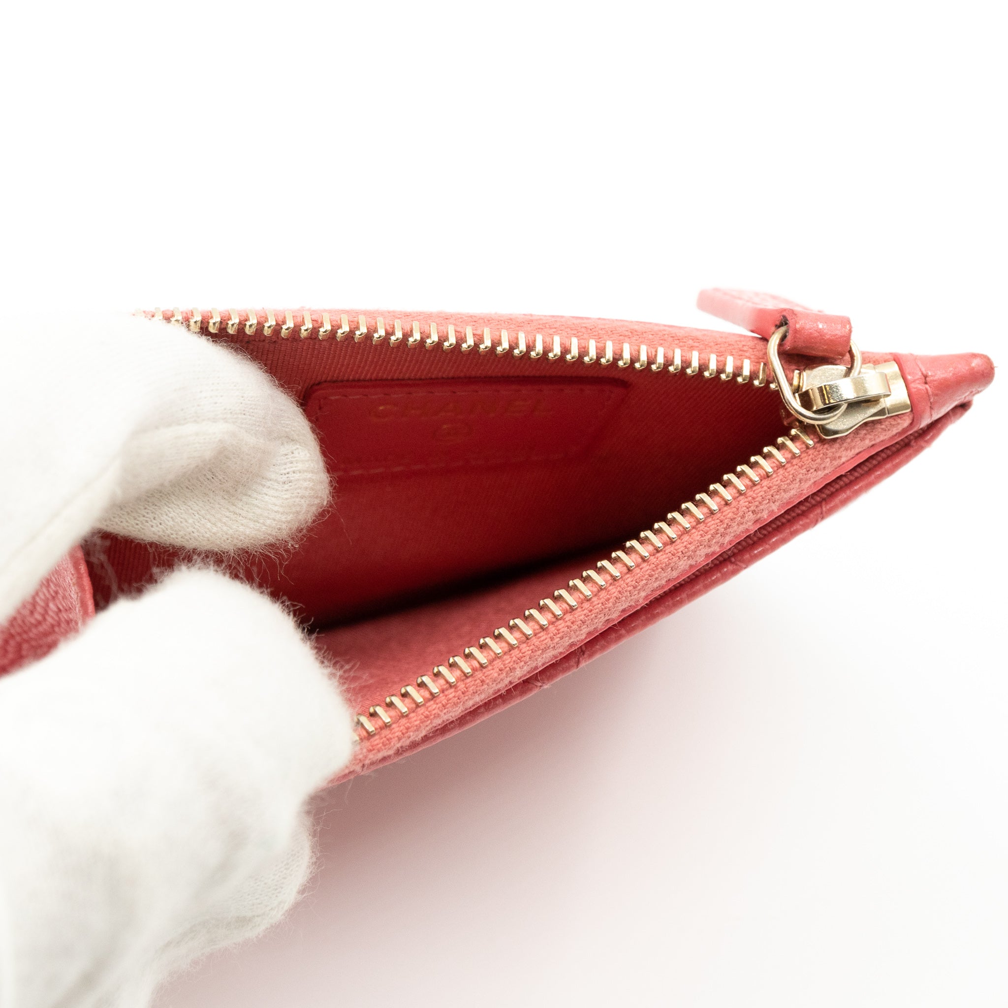 Zipped Card Holder Pink Caviar