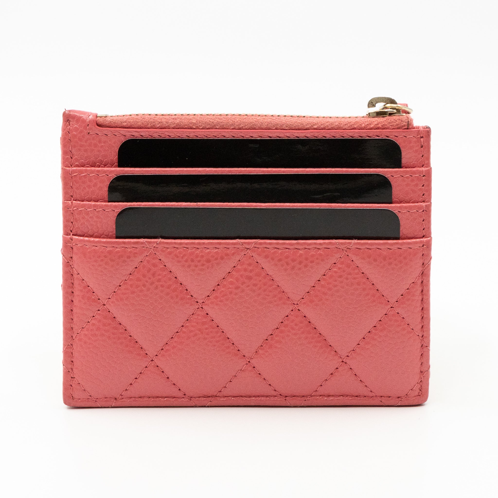 Zipped Card Holder Pink Caviar