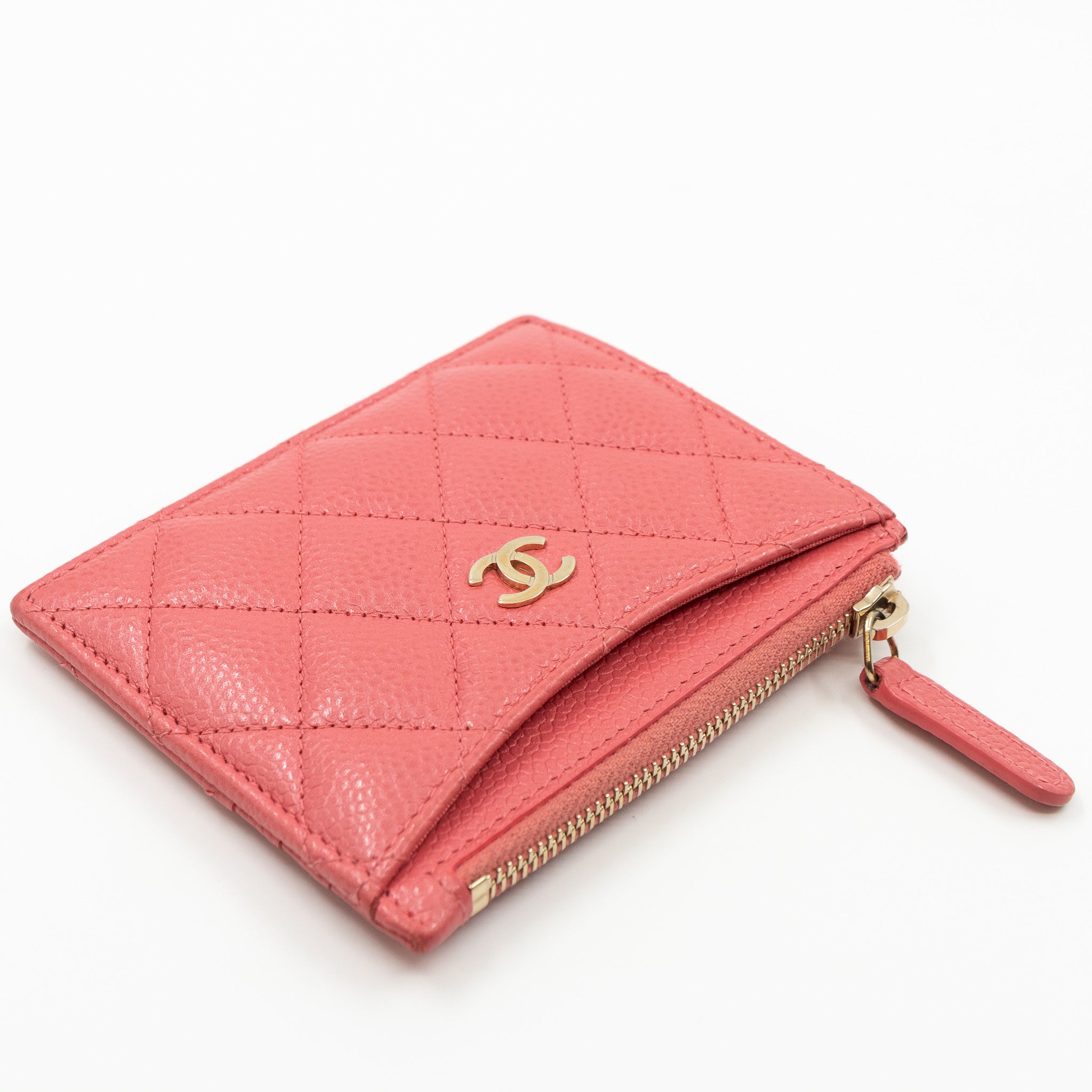 Zipped Card Holder Pink Caviar