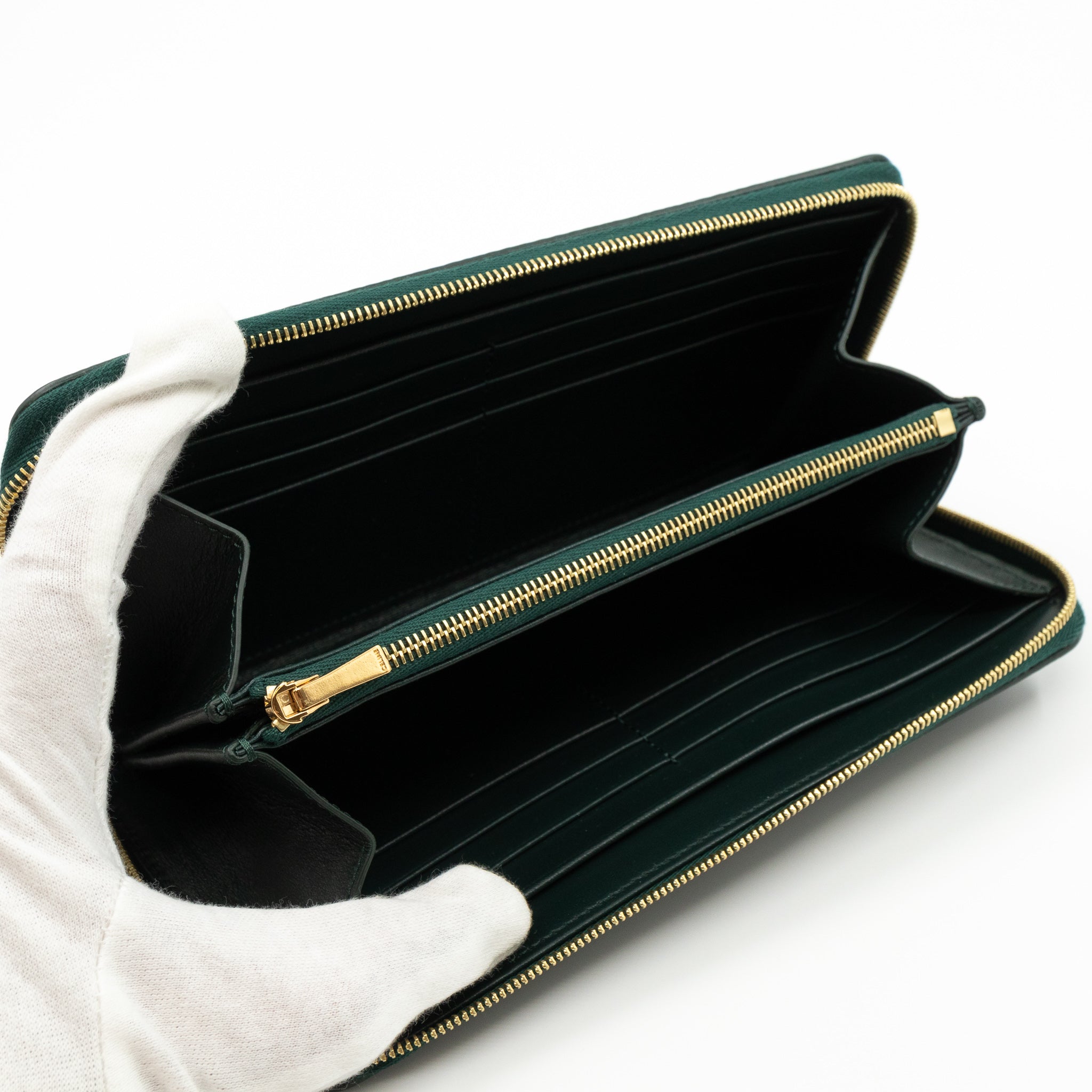 Large Zipped Wallet Amazon Green Leather