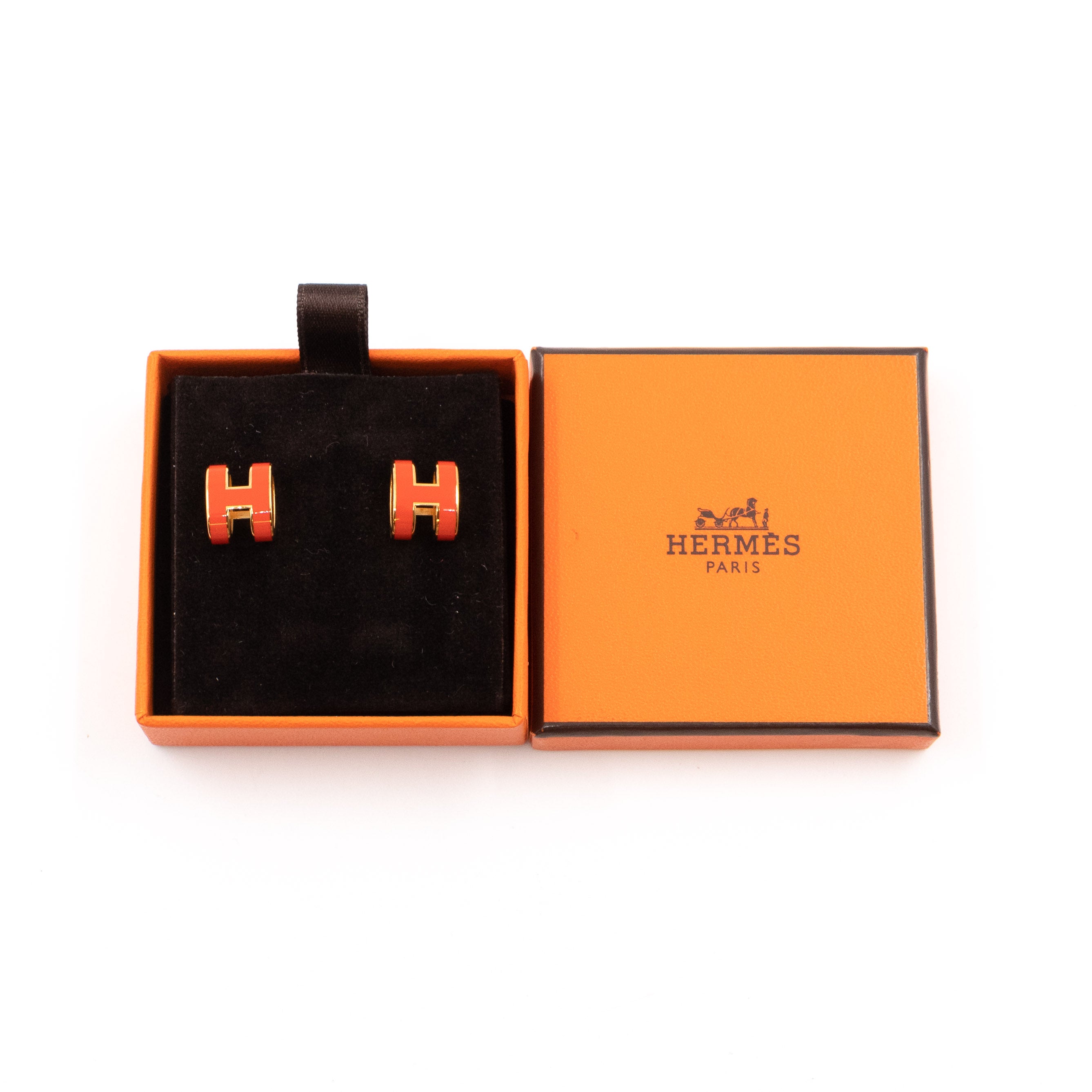 Pop H Earrings Orange & Gold
