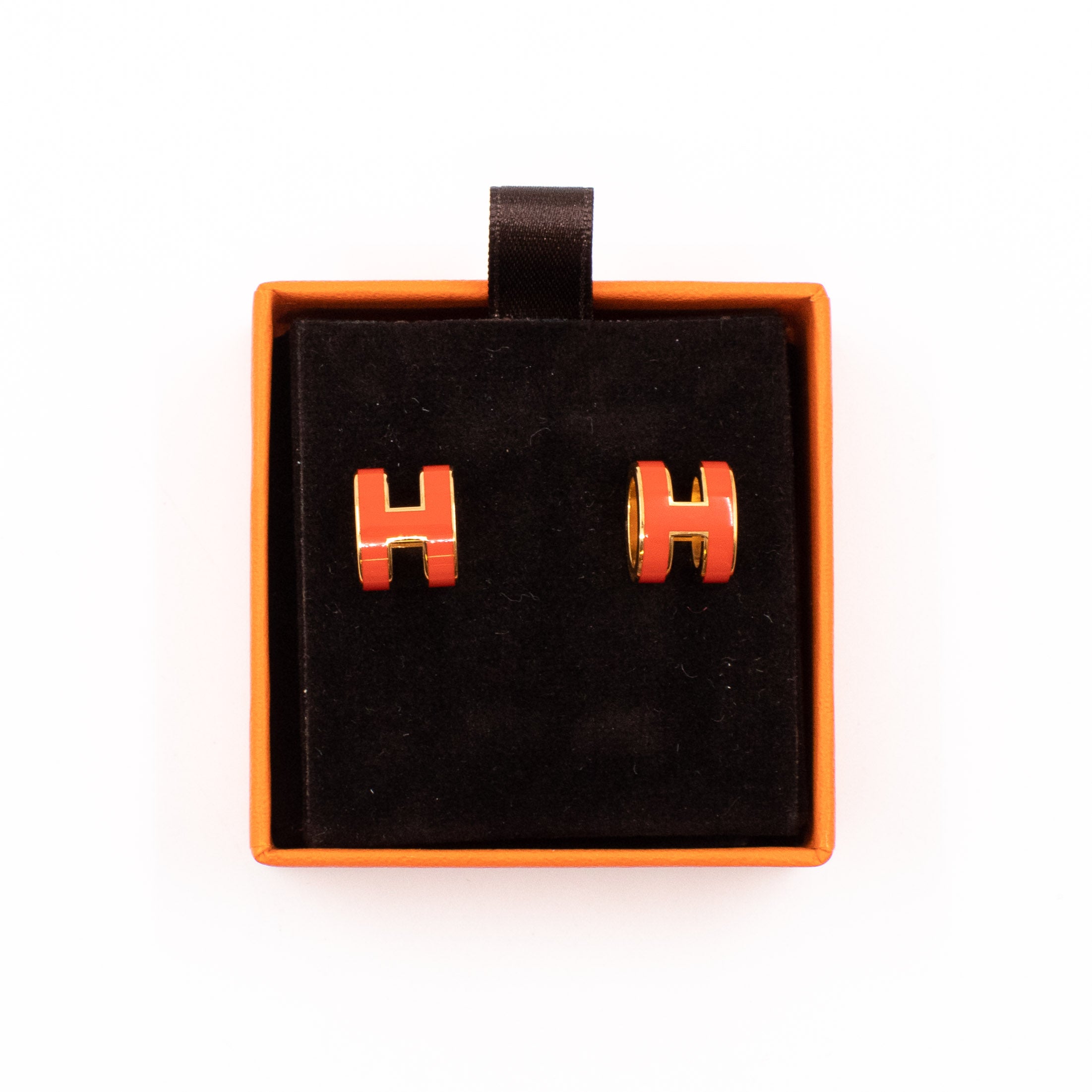 Pop H Earrings Orange & Gold