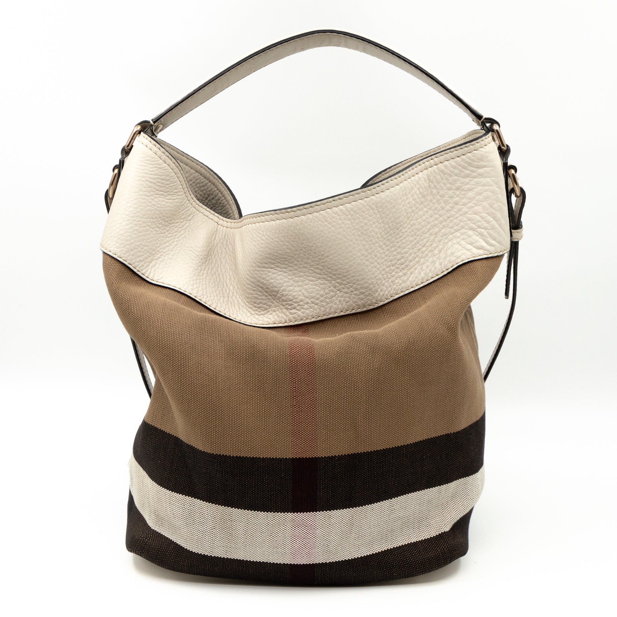 Ashby Medium Bucket Bag Check White