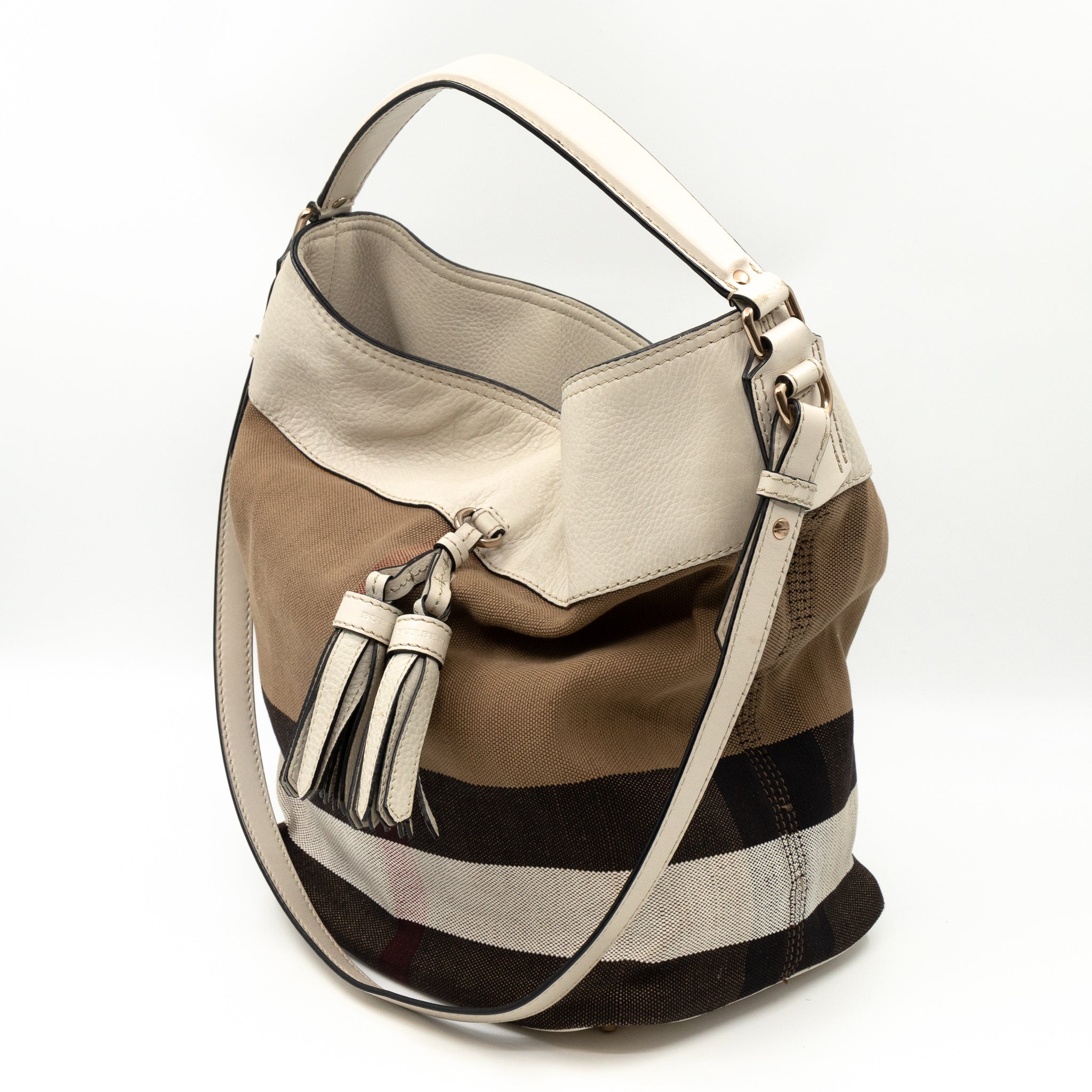 Ashby Medium Bucket Bag Check White