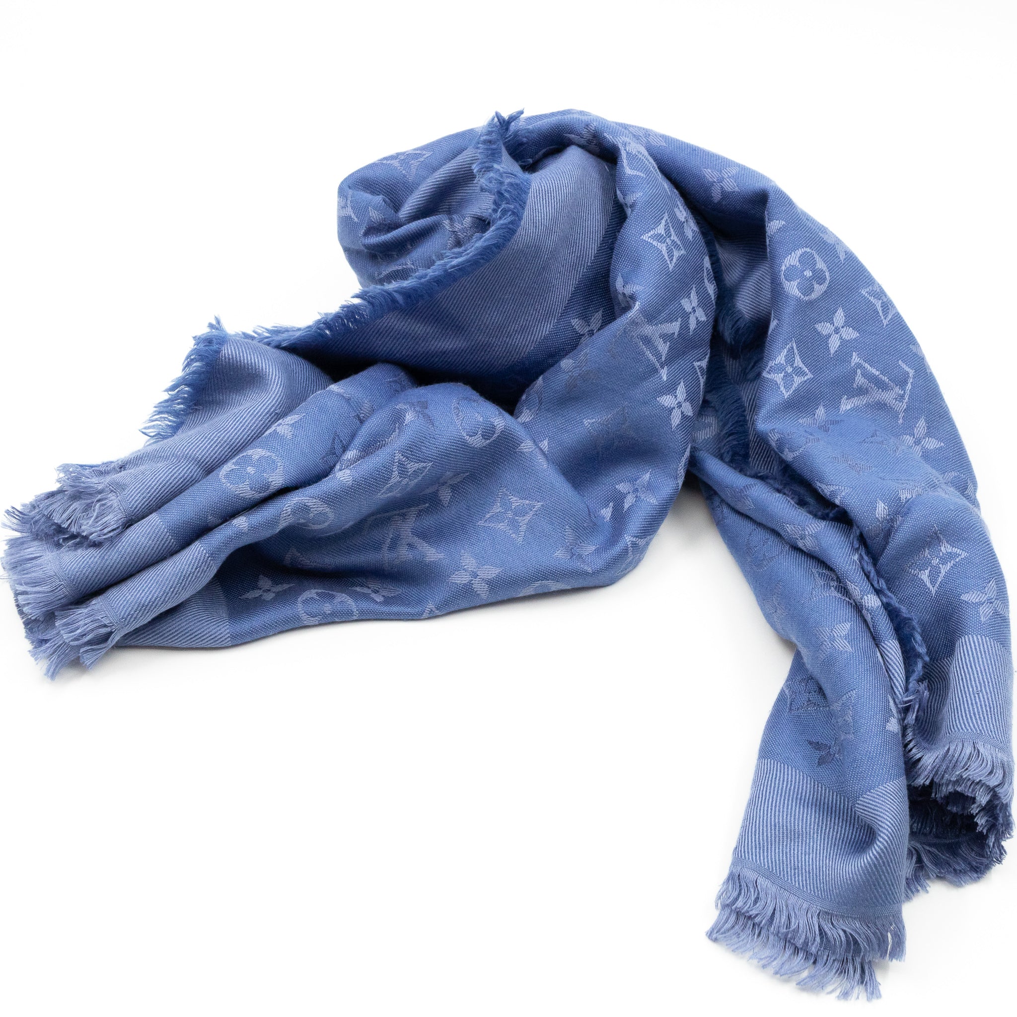 Monogram Shawl Bleuet Blue