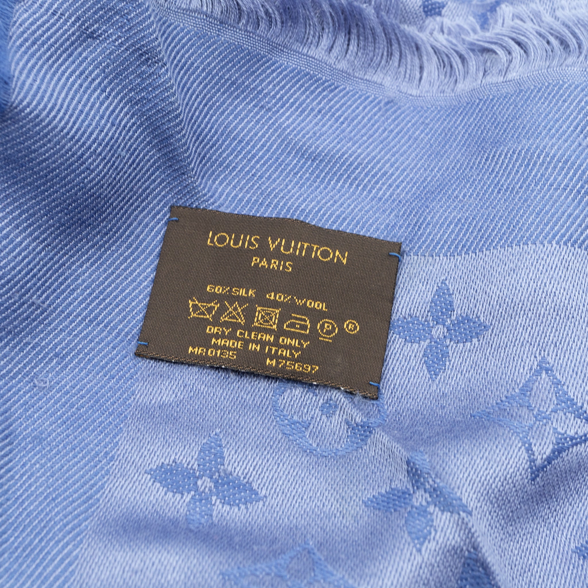Monogram Shawl Bleuet Blue