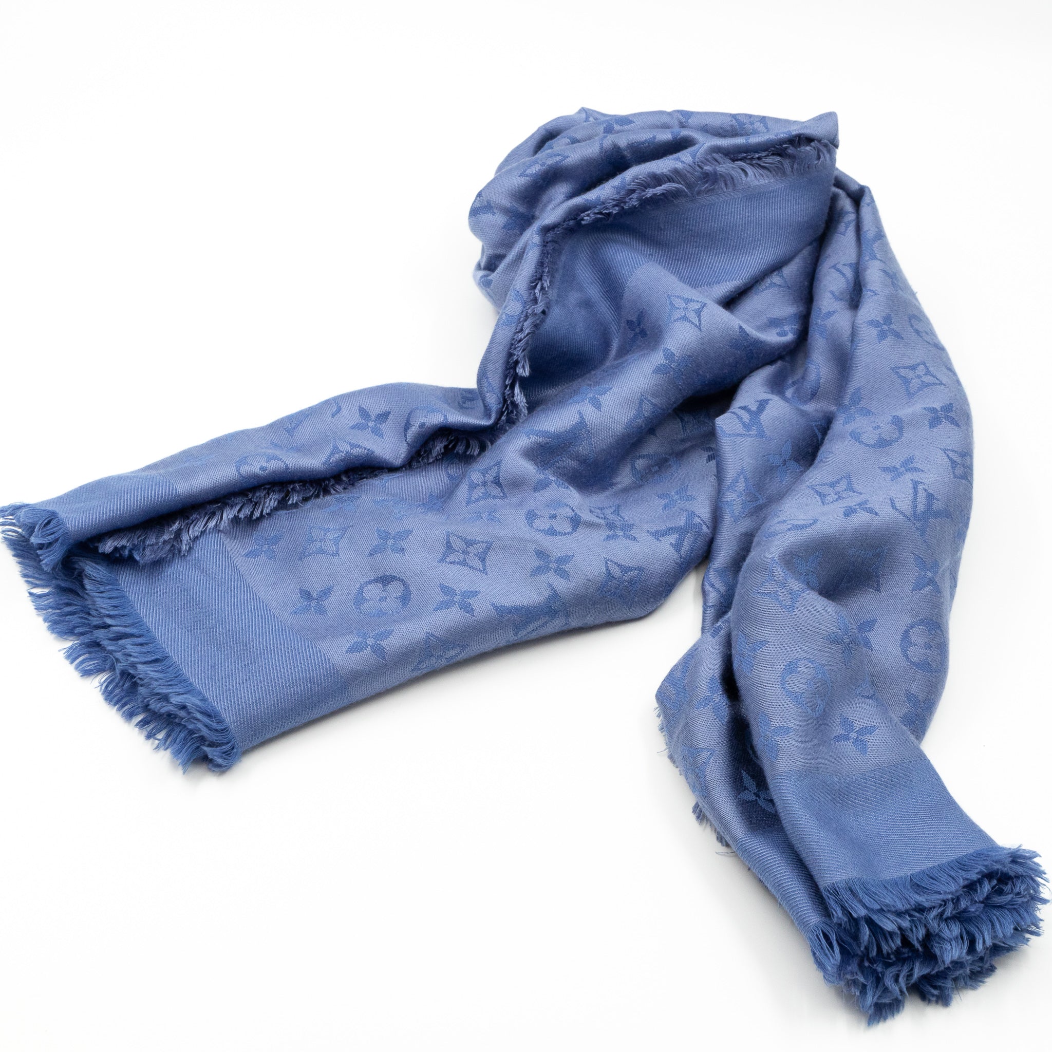 Monogram Shawl Bleuet Blue