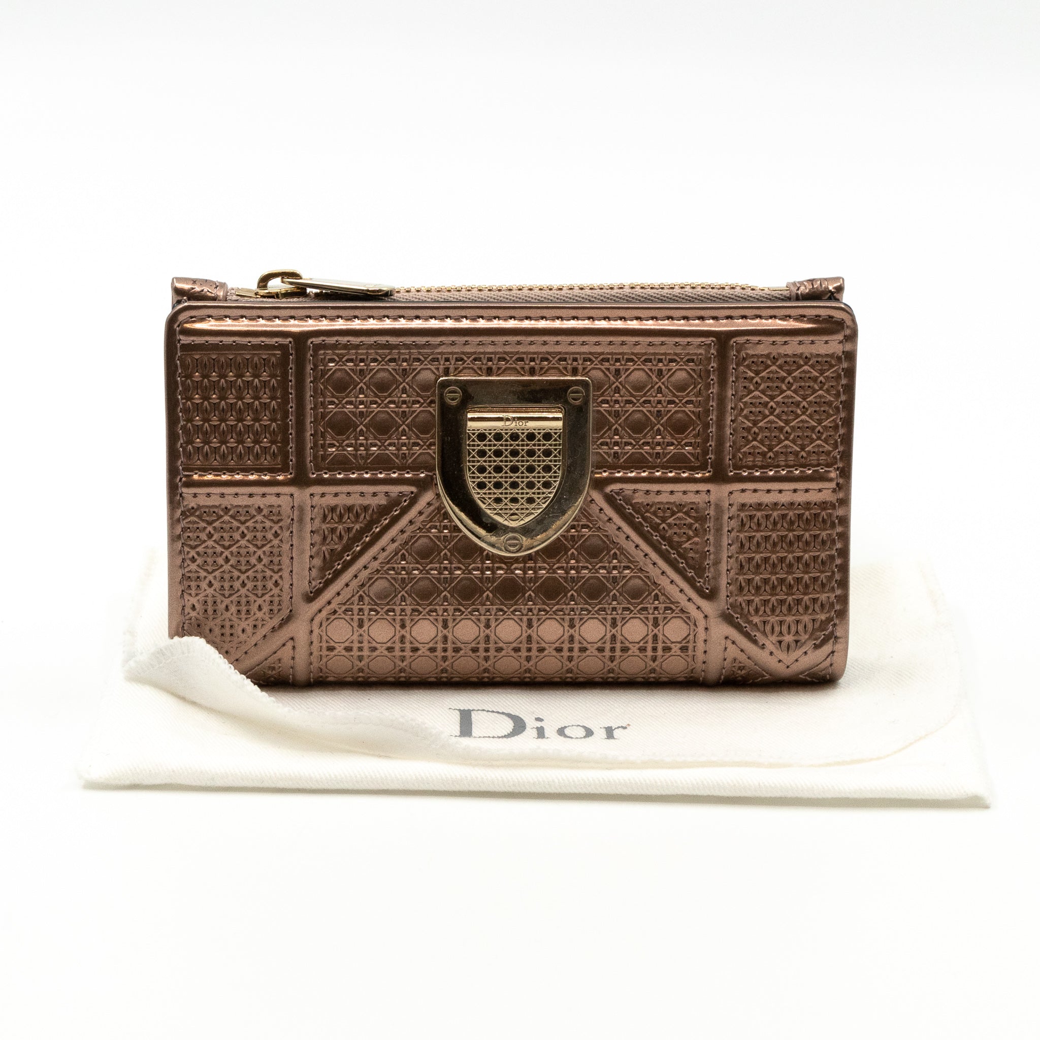 Diorama Compact Wallet Rose Gold Leather