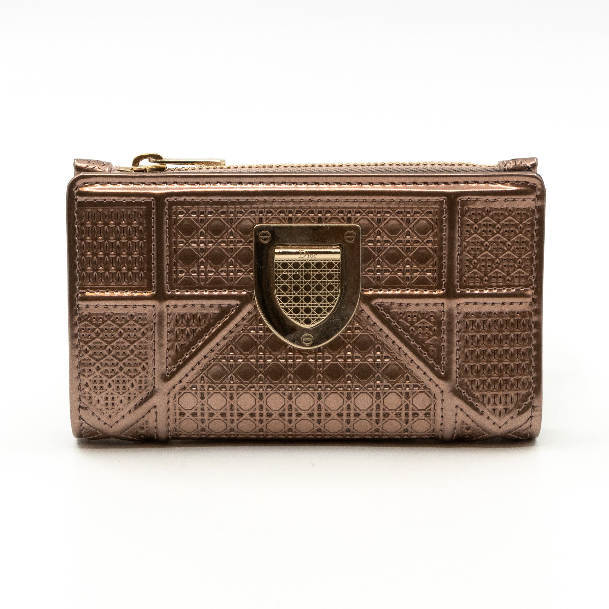 Diorama Compact Wallet Rose Gold Leather