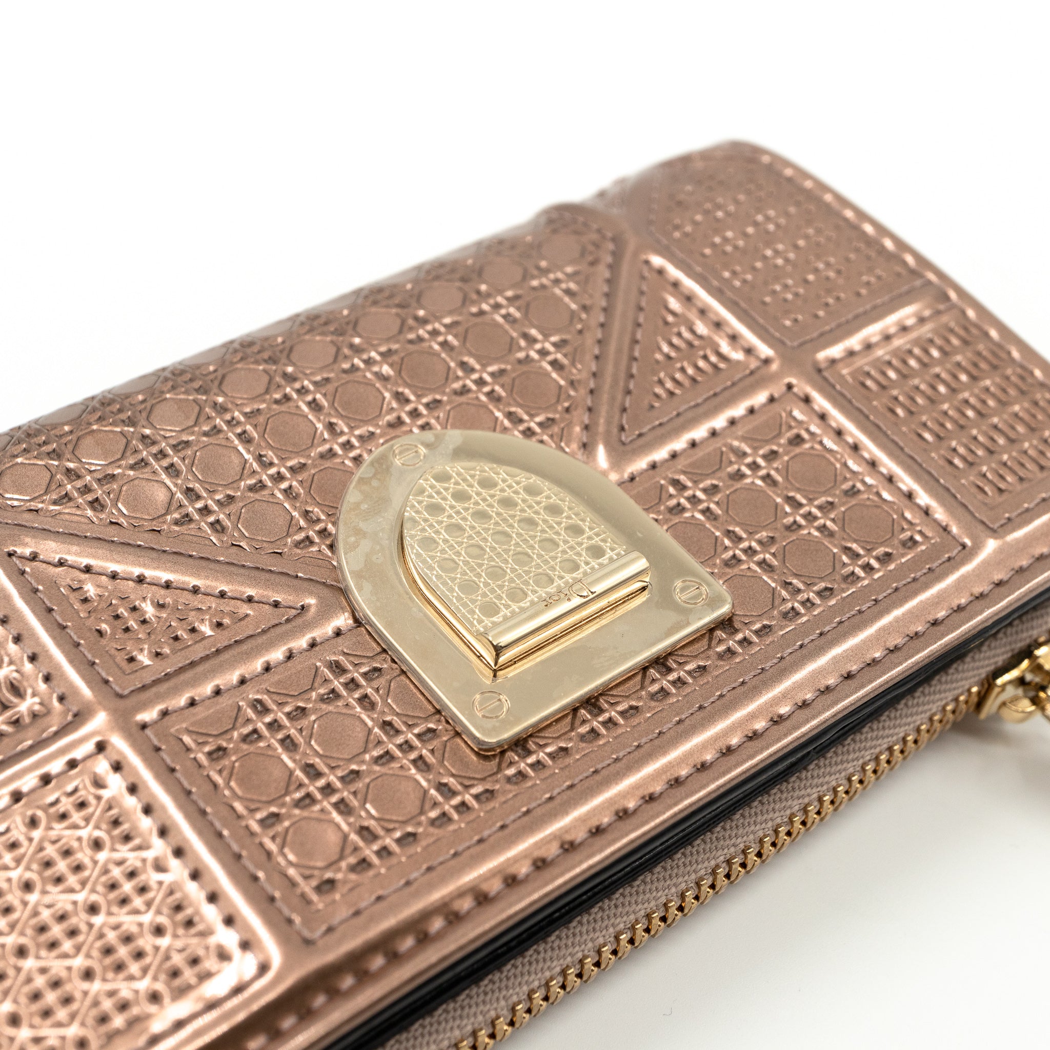 Diorama Compact Wallet Rose Gold Leather
