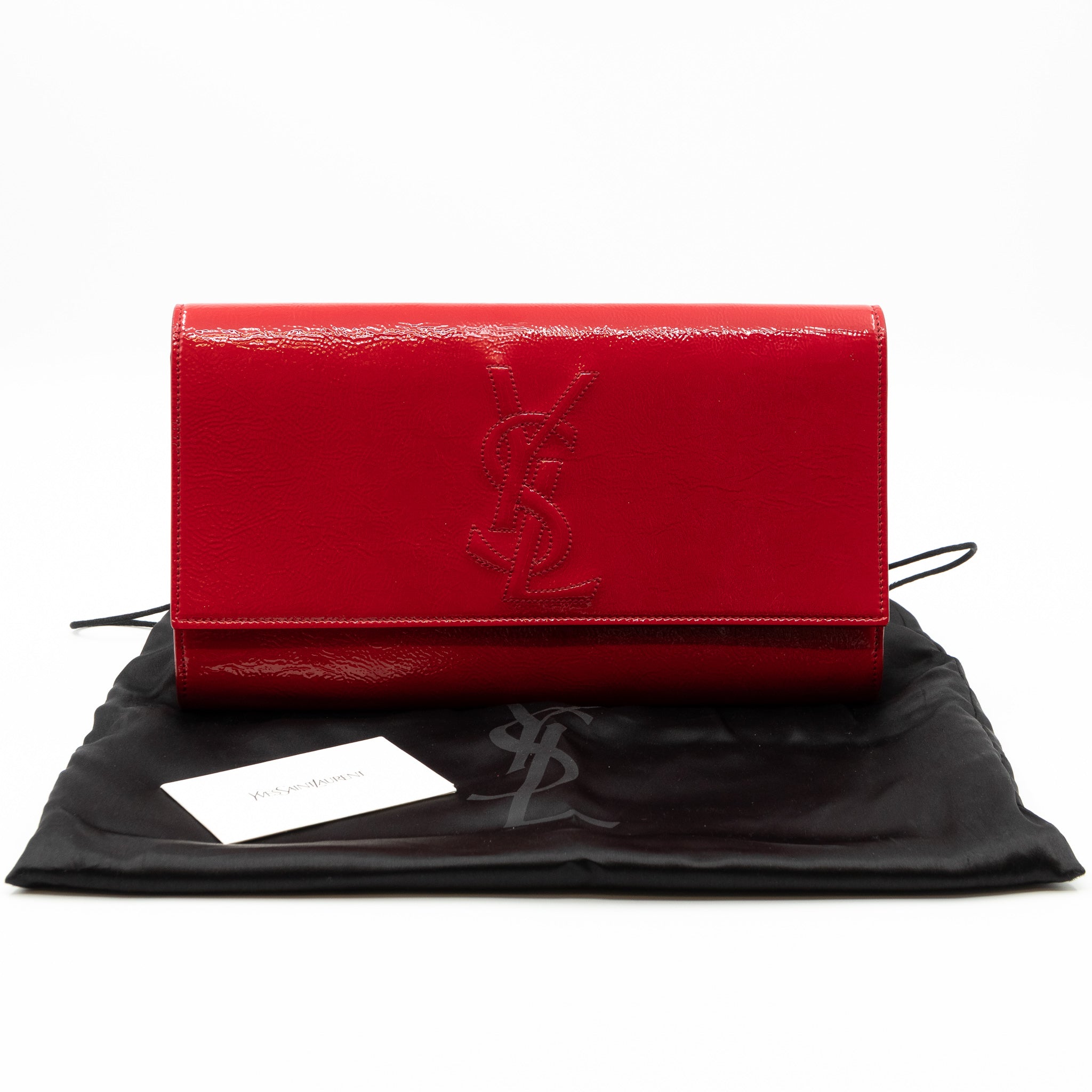 Saint laurent red on sale clutch