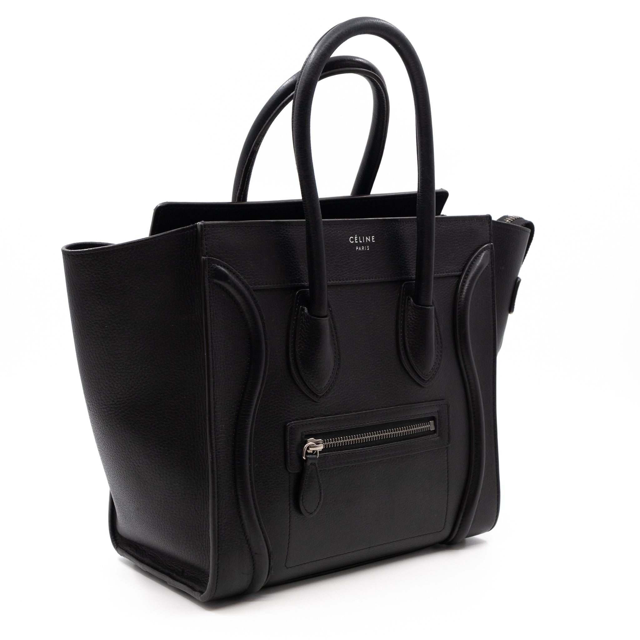 Micro Luggage Black Leather