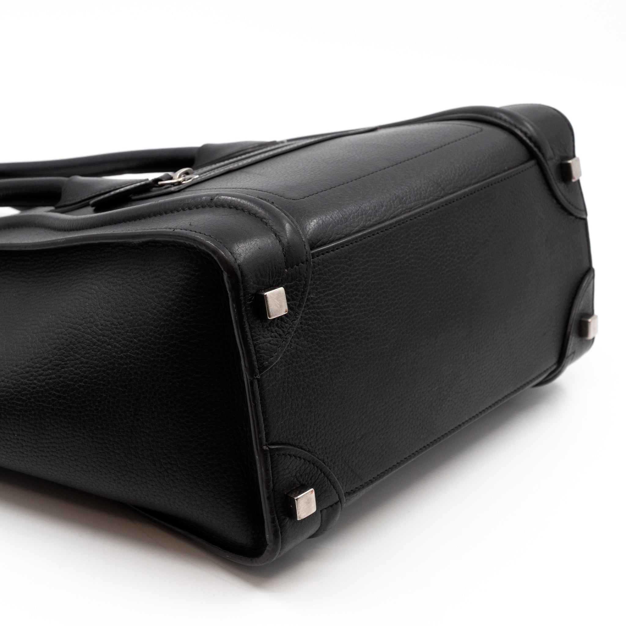 Micro Luggage Black Leather