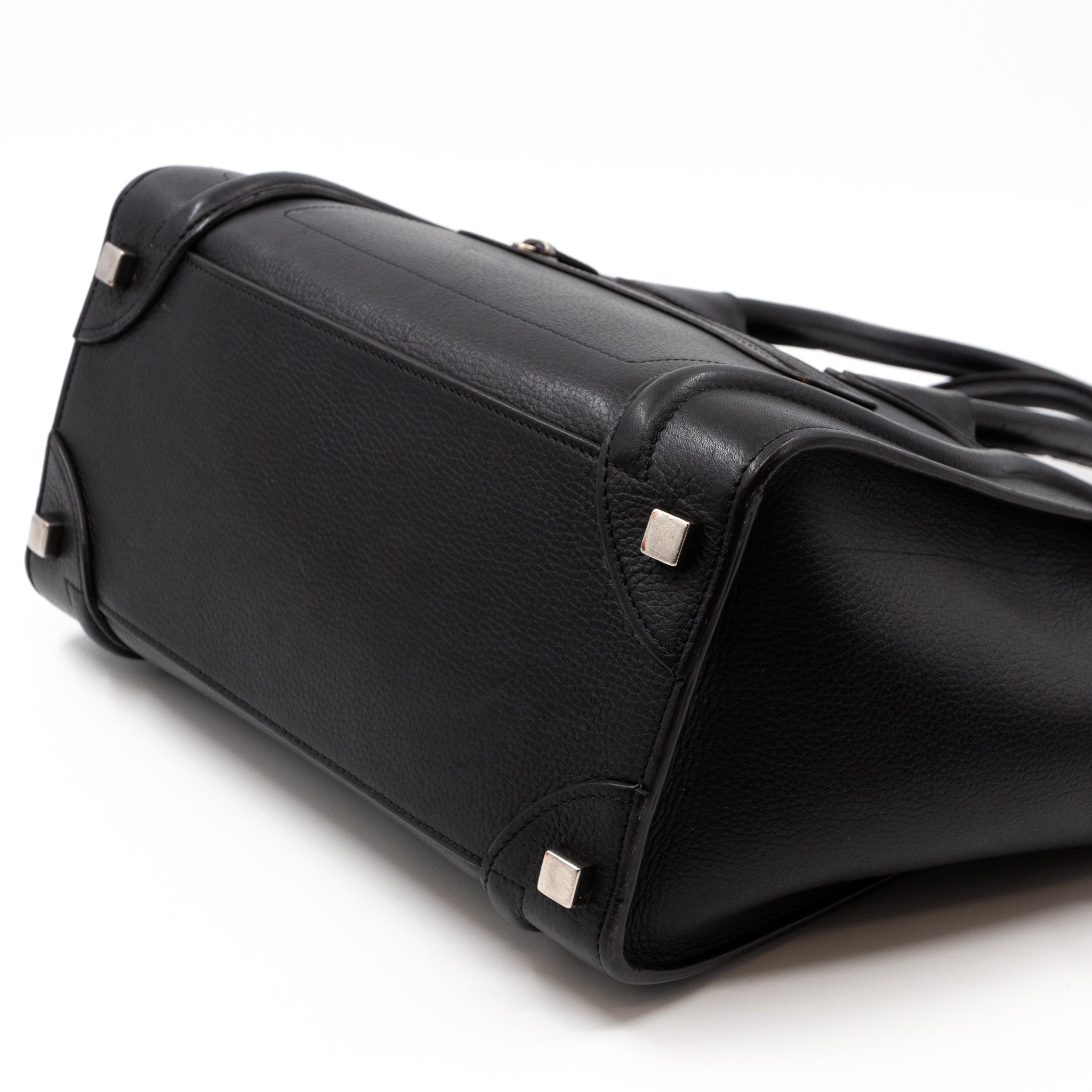 Micro Luggage Black Leather