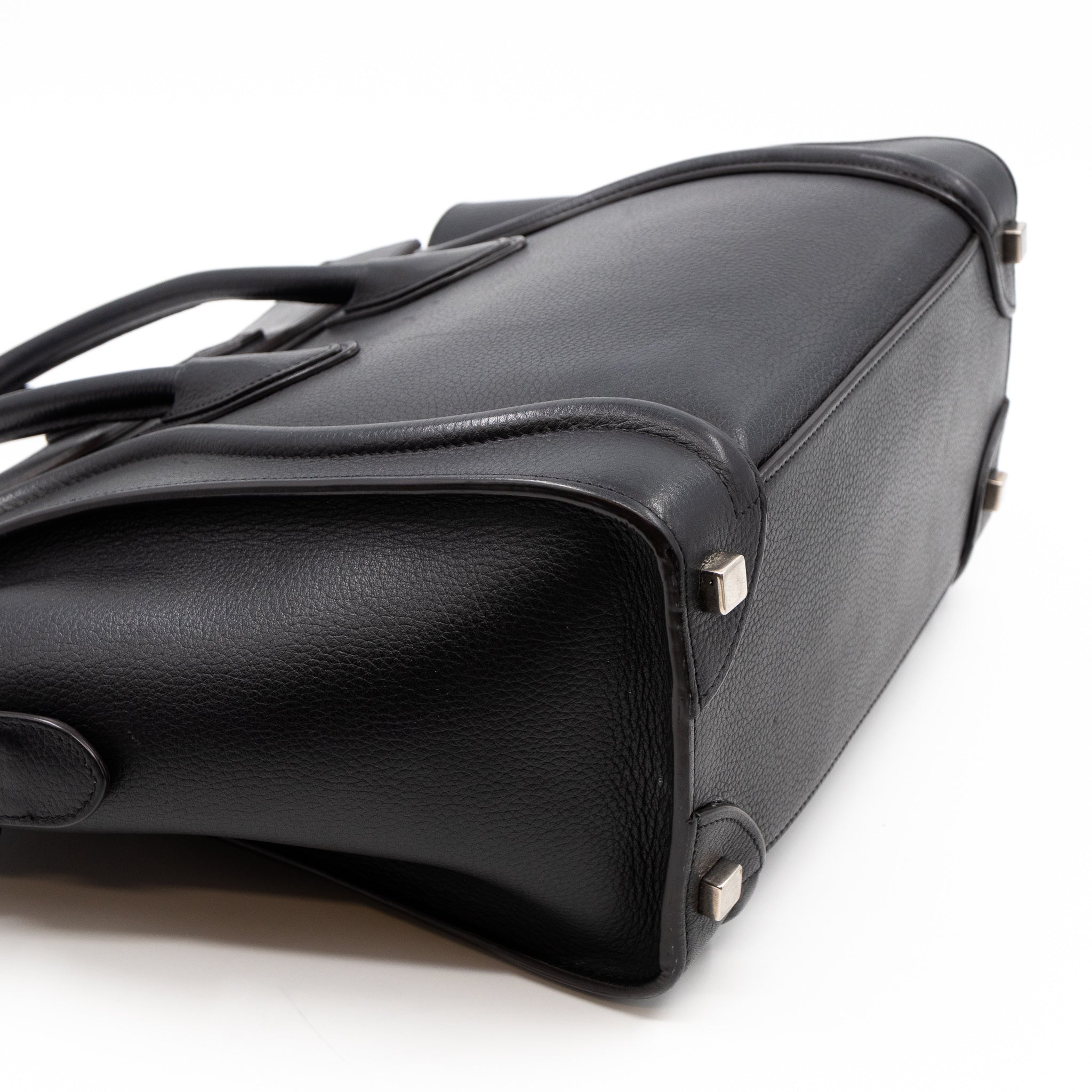 Micro Luggage Black Leather