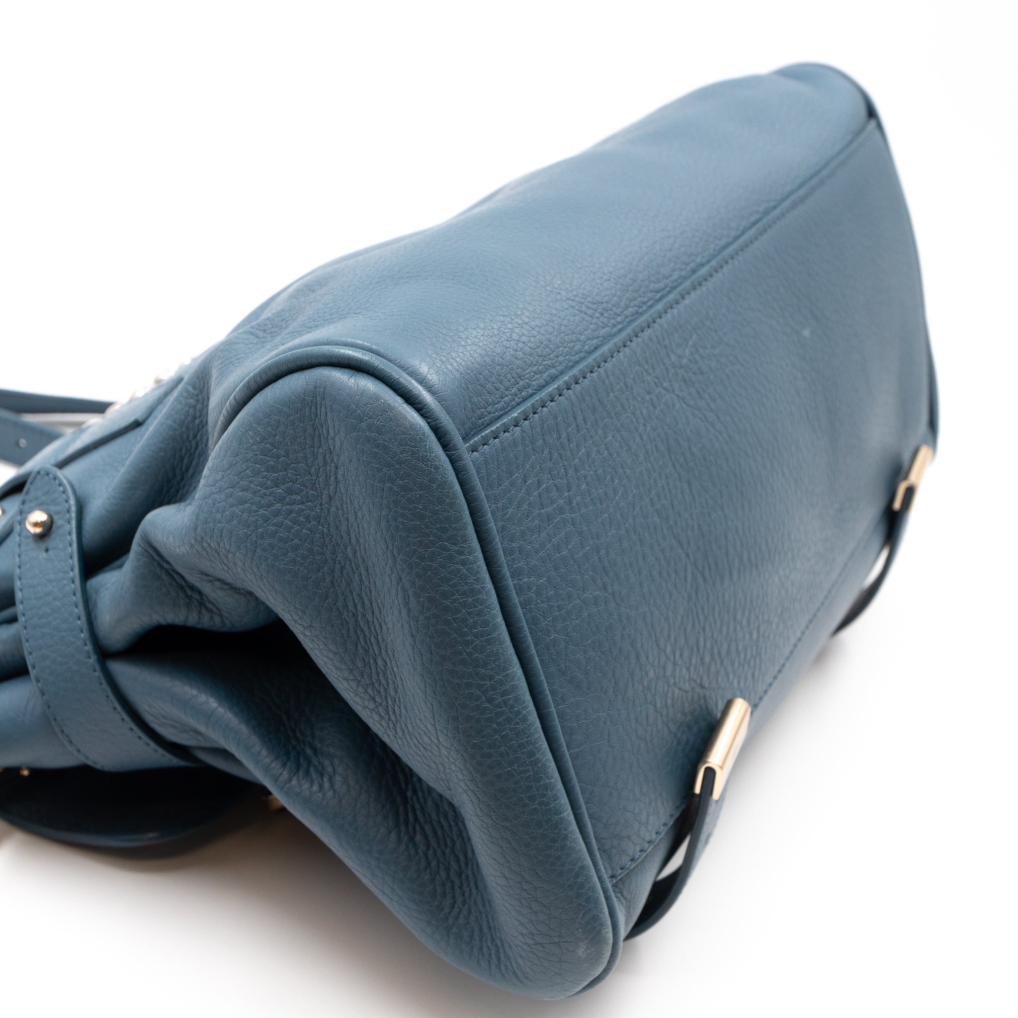 Alexa Studded Steel Blue Leather