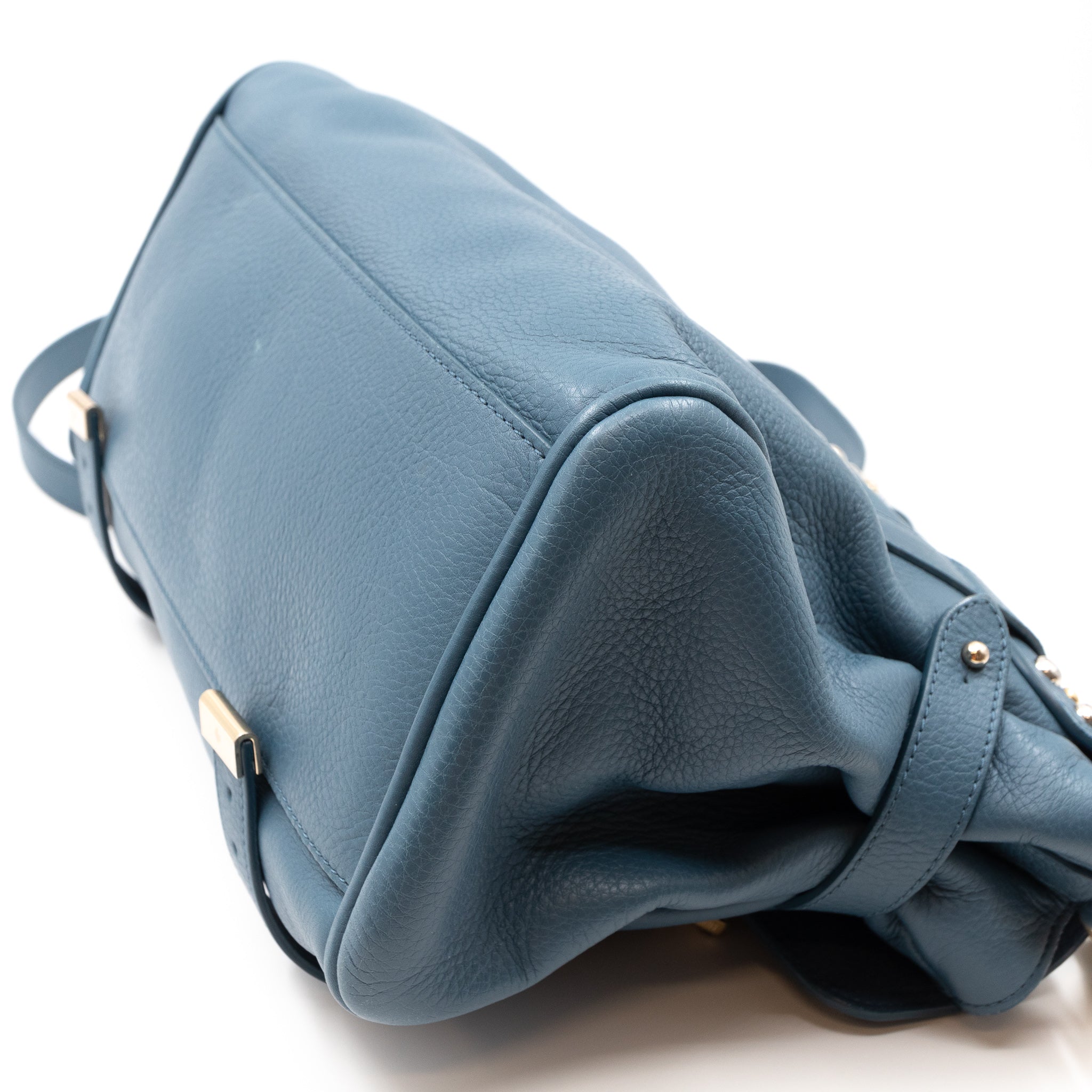 Alexa Studded Steel Blue Leather