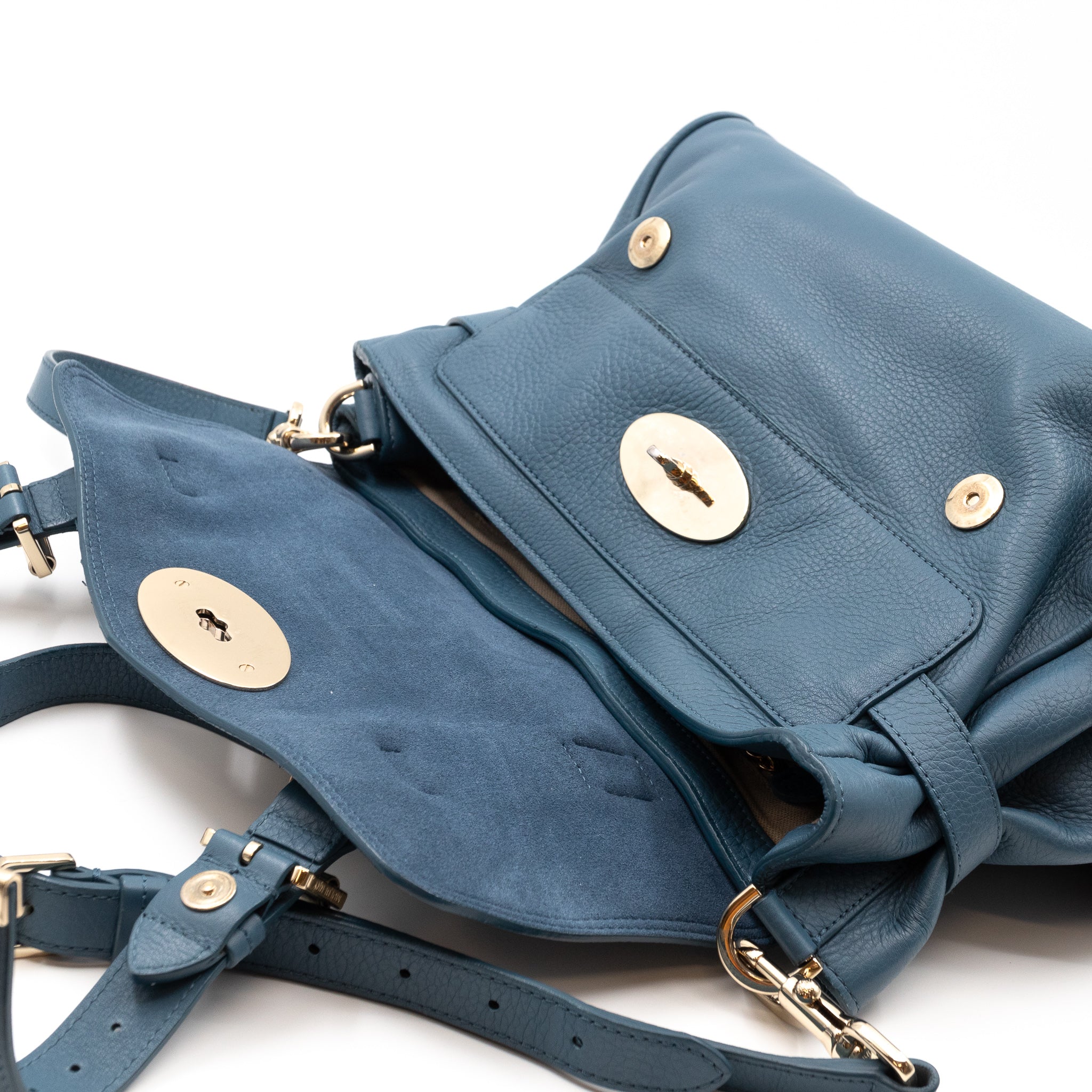 Alexa Studded Steel Blue Leather