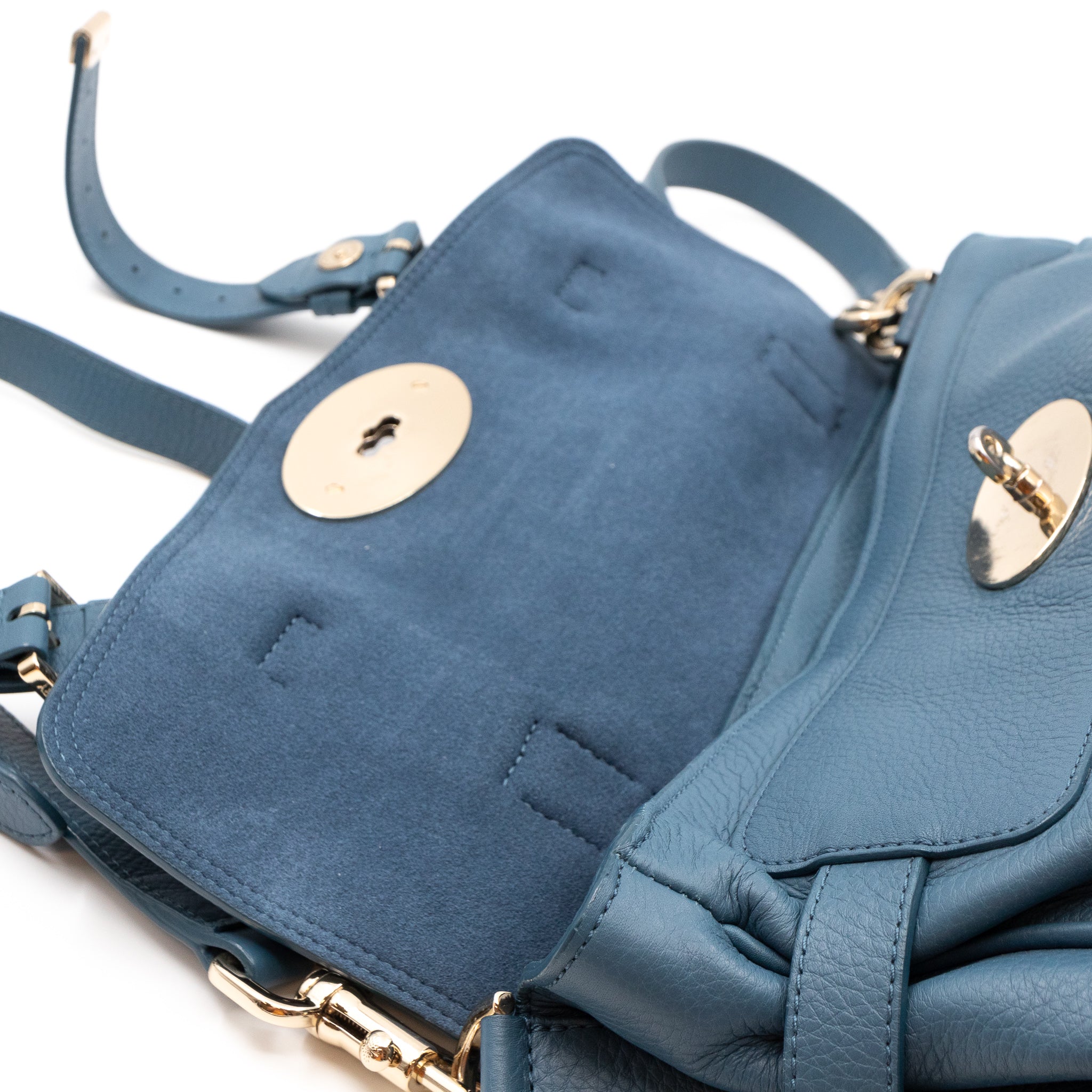 Alexa Studded Steel Blue Leather