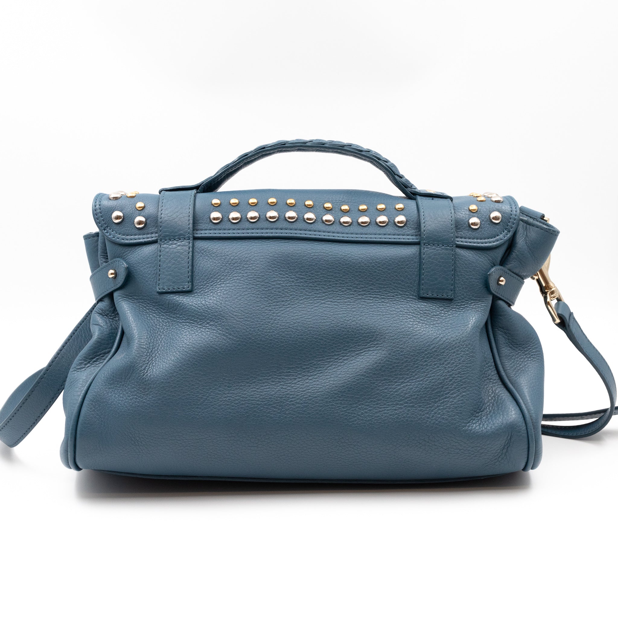 Alexa Studded Steel Blue Leather